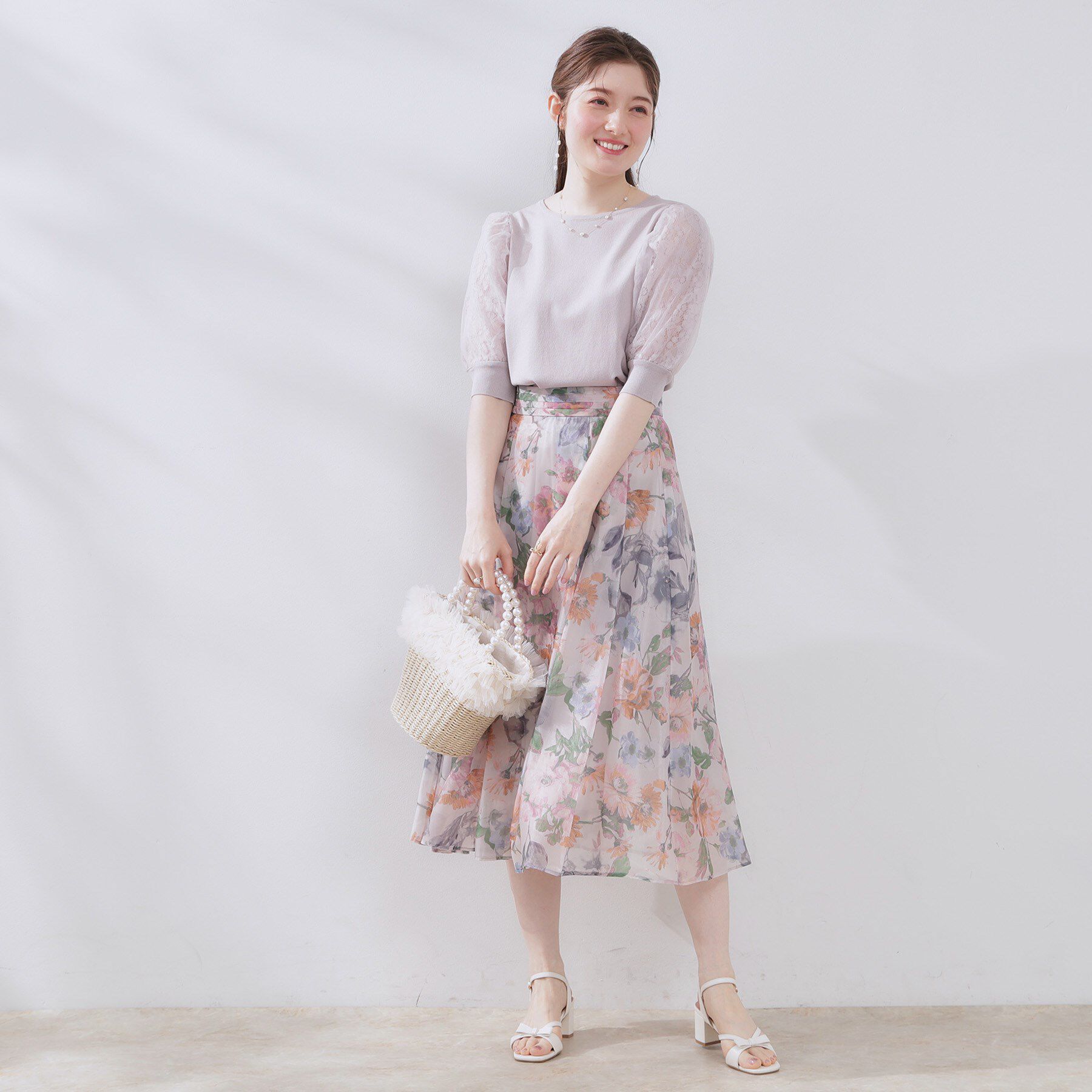 Couture broach「【洗える・UV機能・通勤】オーガンレース袖ニット」|ニット・セーター|