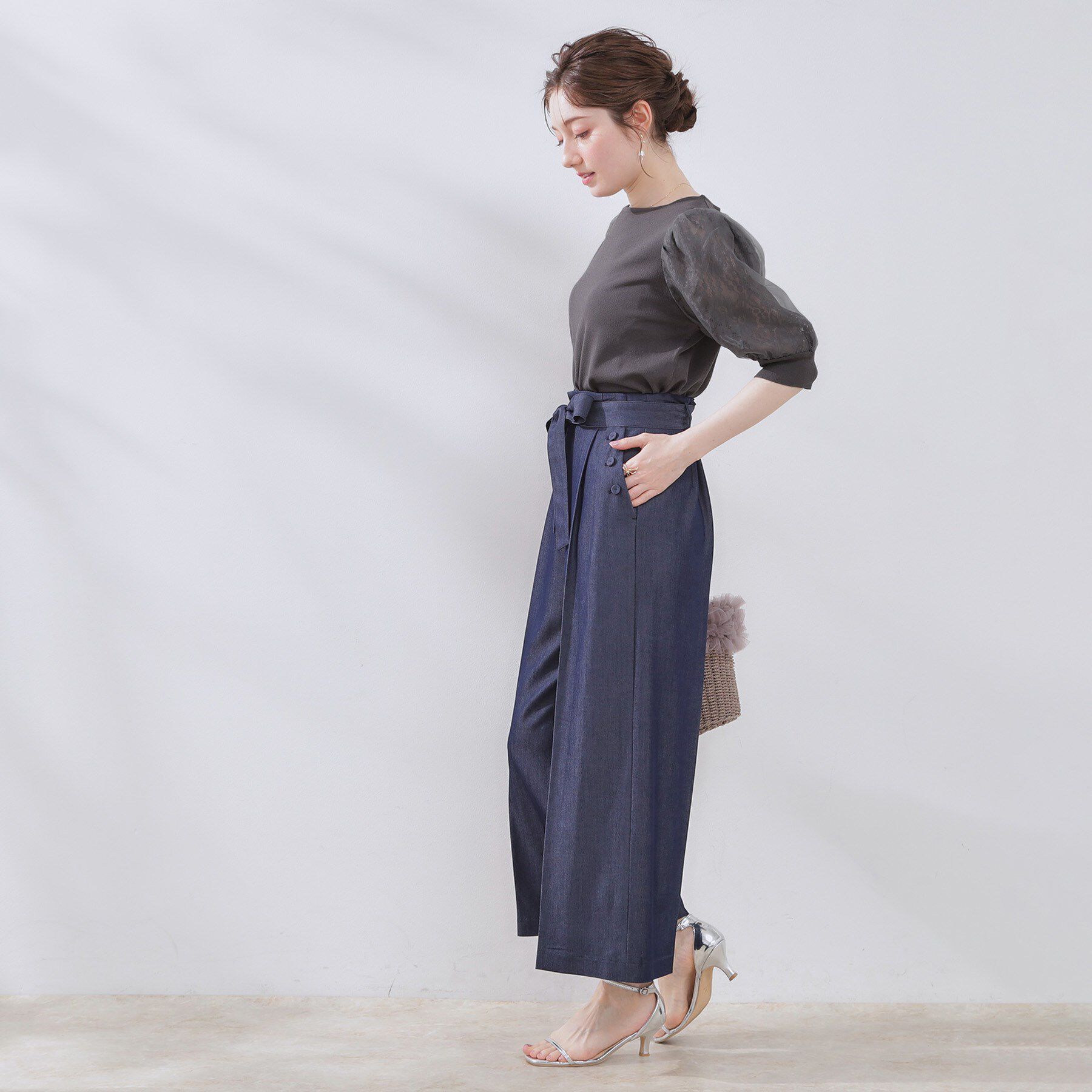 Couture broach「【洗える・UV機能・通勤】オーガンレース袖ニット」|ニット・セーター|