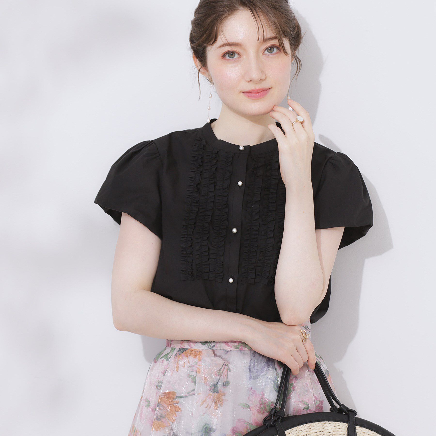 Couture broach「【大人フェミニン・華奢見え・通勤】フロントフリルシャツ」|シャツ・ブラウス|