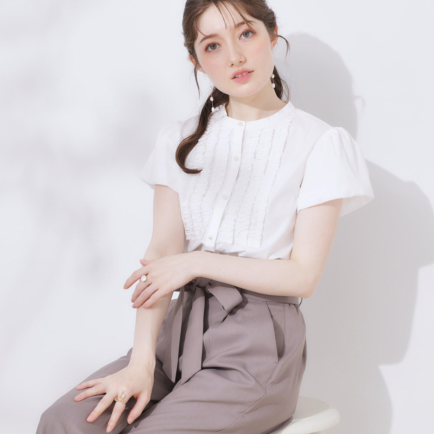 Couture broach「【大人フェミニン・華奢見え・通勤】フロントフリルシャツ」|シャツ・ブラウス|