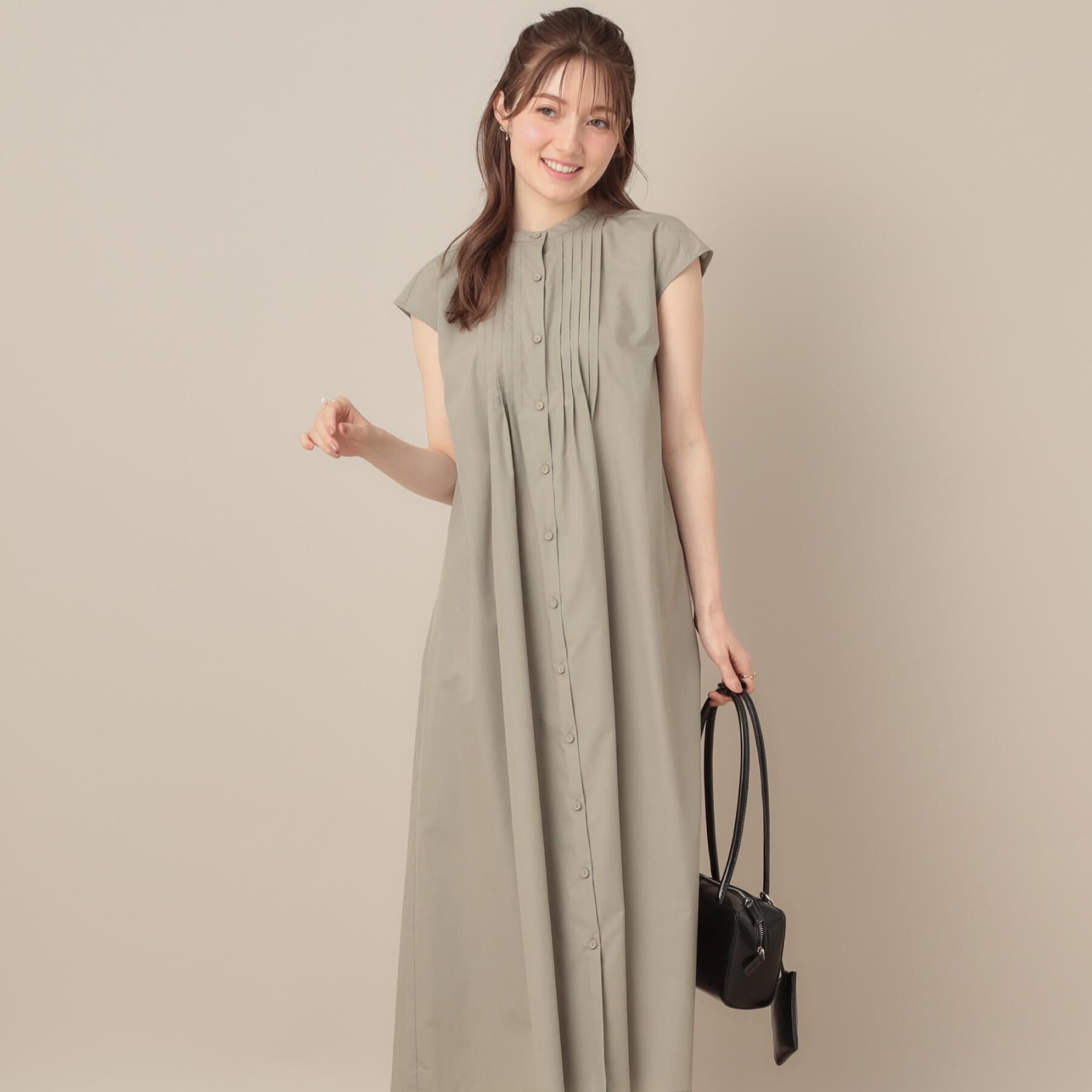 Couture broach「【Aライン・細見え】フロントタックシャツワンピース」|ワンピース|