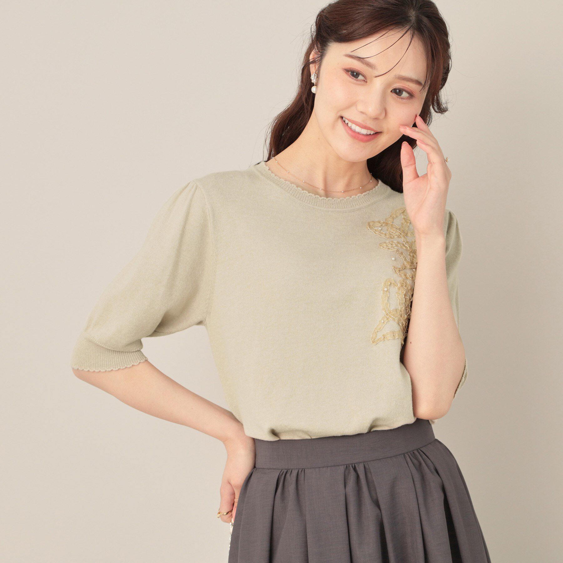 Couture broach「オーガンフリルフラワーニット」|ニット・セーター|