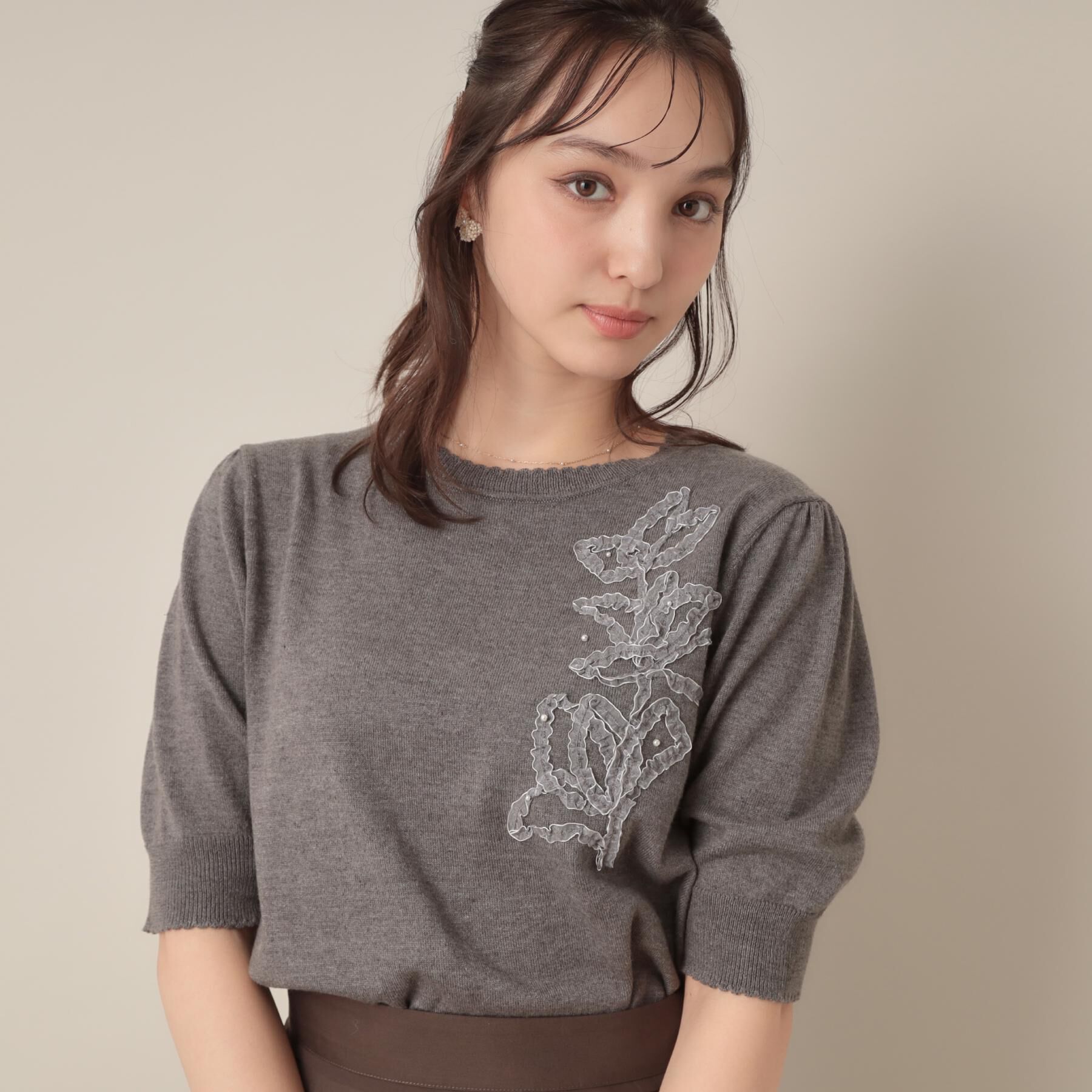 Couture broach「オーガンフリルフラワーニット」|ニット・セーター|