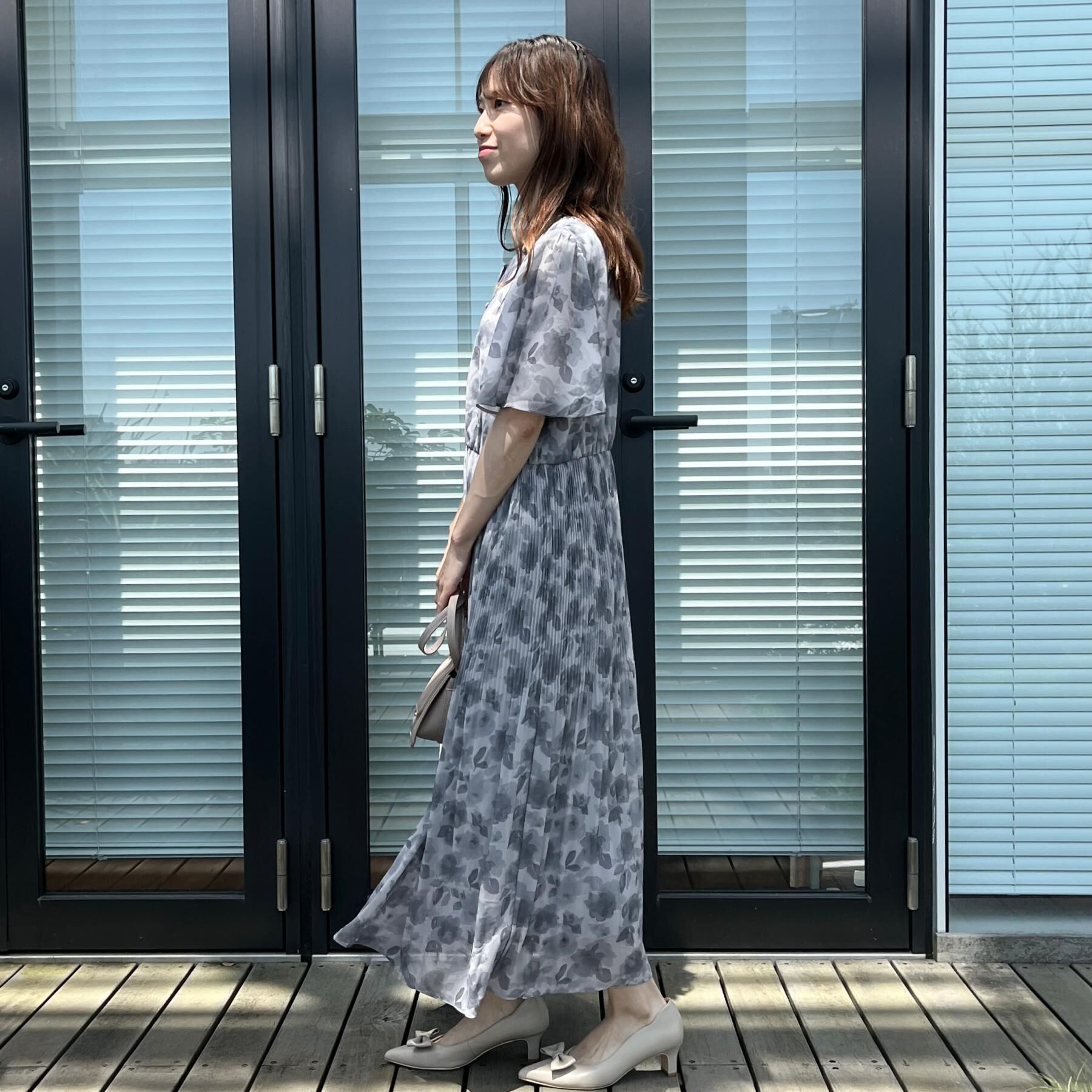 Couture broach「【二の腕カバー・楽ちん・通勤】シフォンプリーツワンピース」|ワンピース|