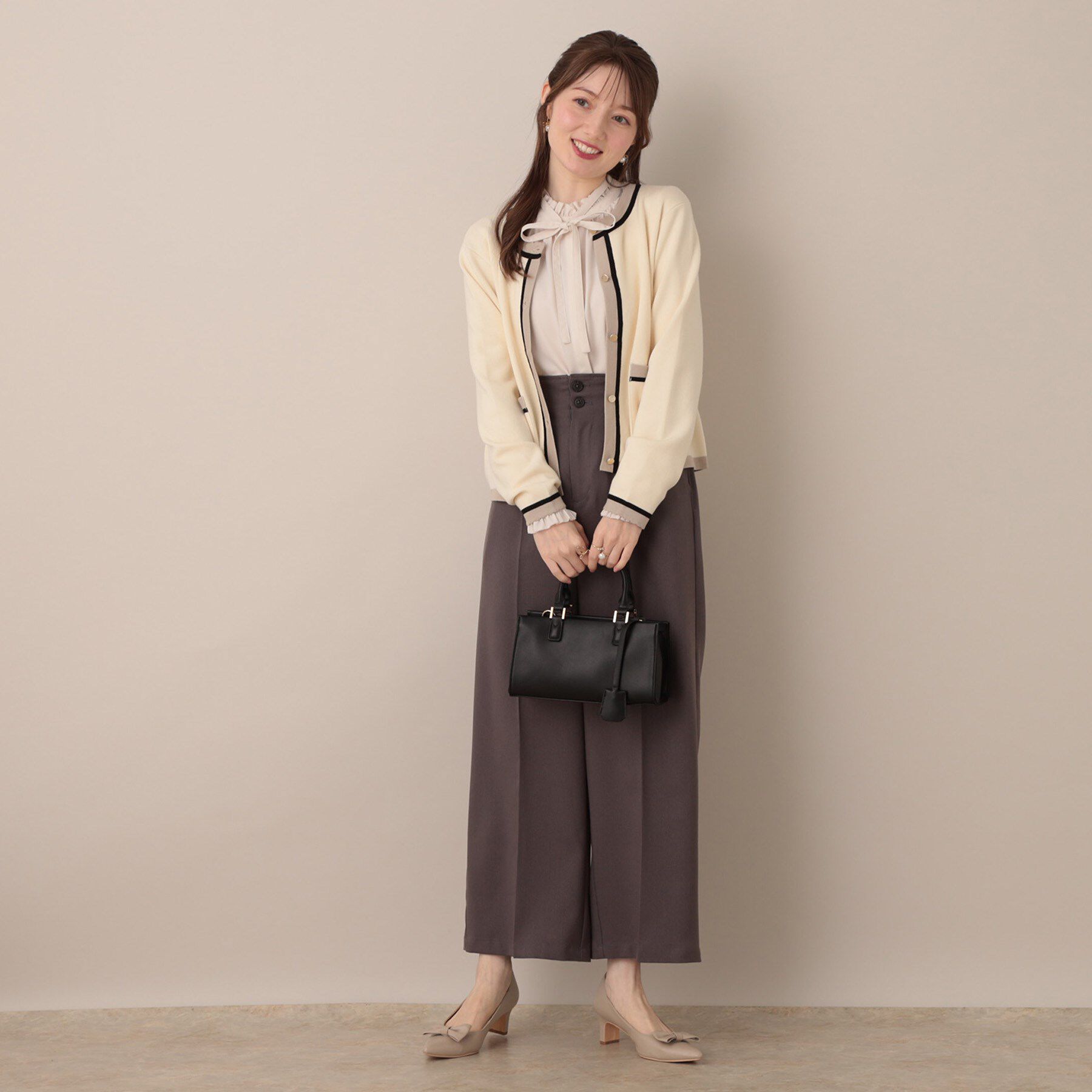 Couture broach「【高見え・通勤・大人可愛い】配色総針スカラカーディガン」|カーディガン|