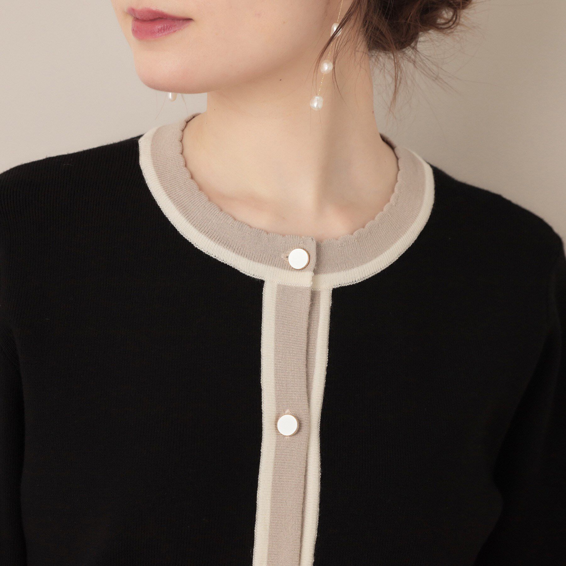 Couture broach「【高見え・通勤・大人可愛い】配色総針スカラカーディガン」|カーディガン|