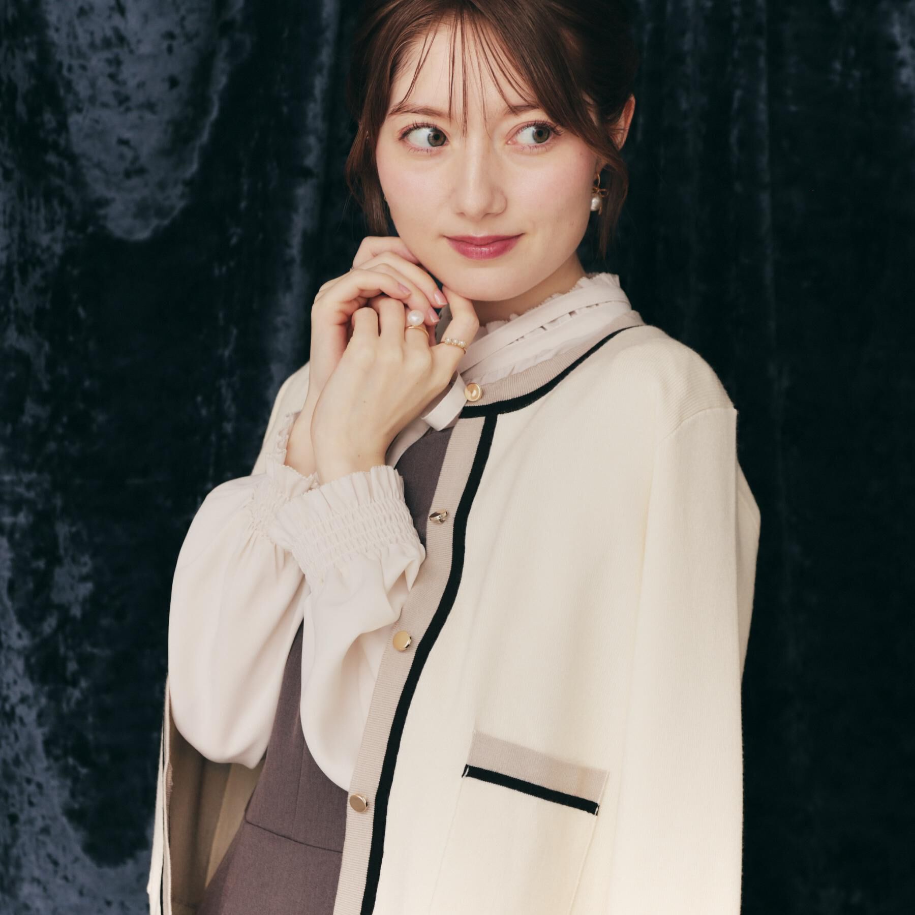 Couture broach「【高見え・通勤・大人可愛い】配色総針スカラカーディガン」|カーディガン|