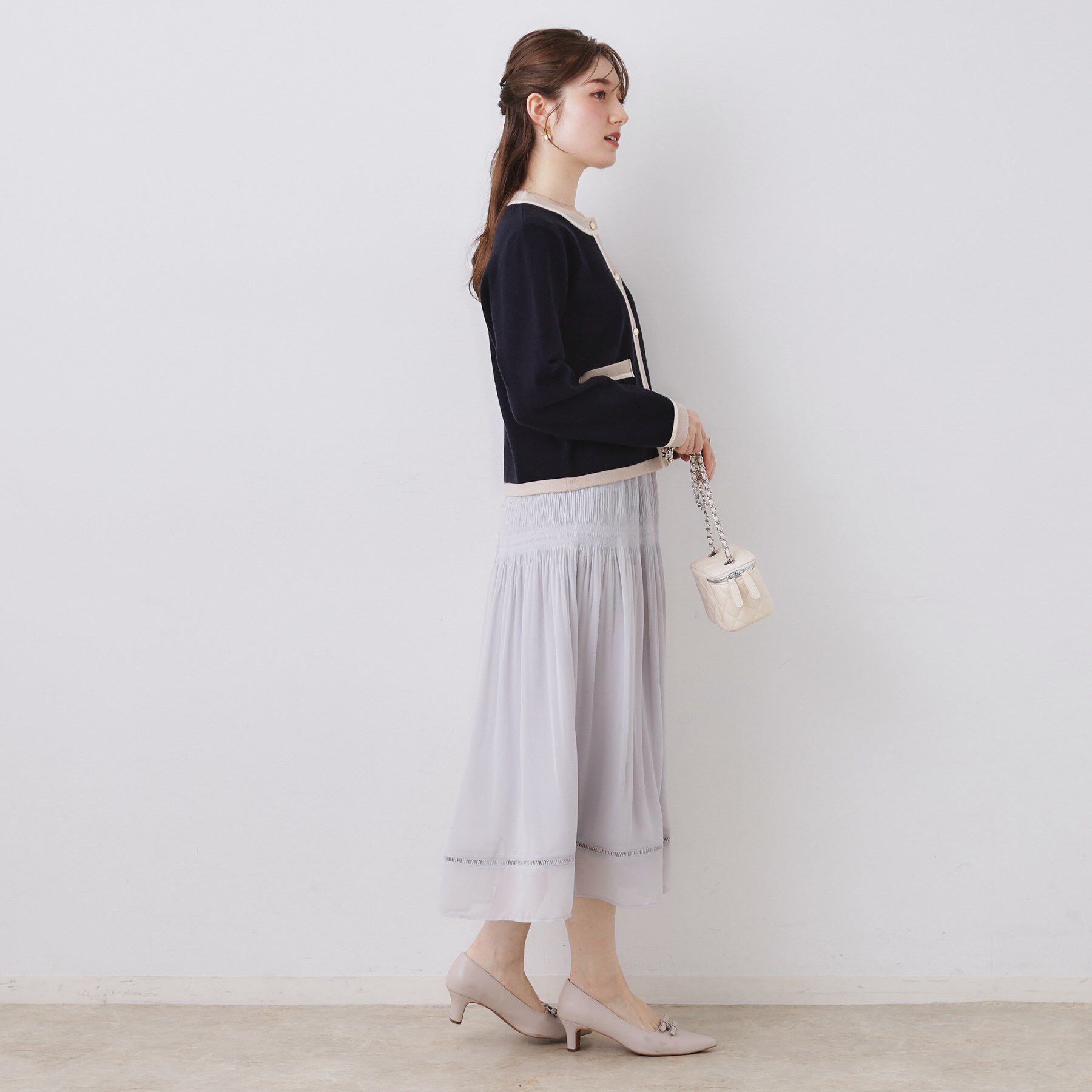 Couture broach「【ハレの日・通勤・着映え】配色 総針カーディガン」|カーディガン|