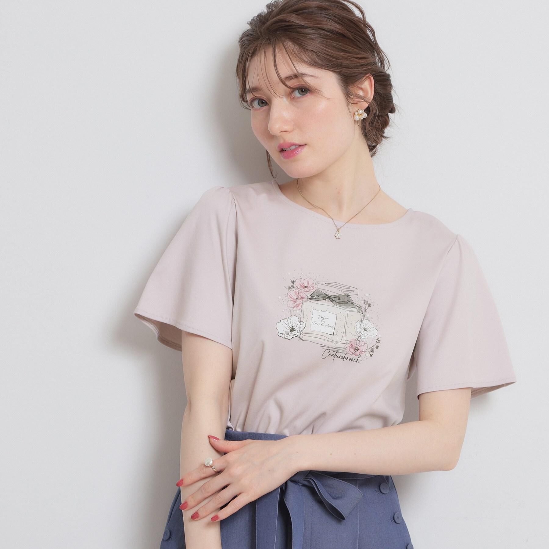Couture broach「【接触冷感・UVカット】パフュームプリントTシャツ」|Tシャツ・カットソー|ピンク(071)