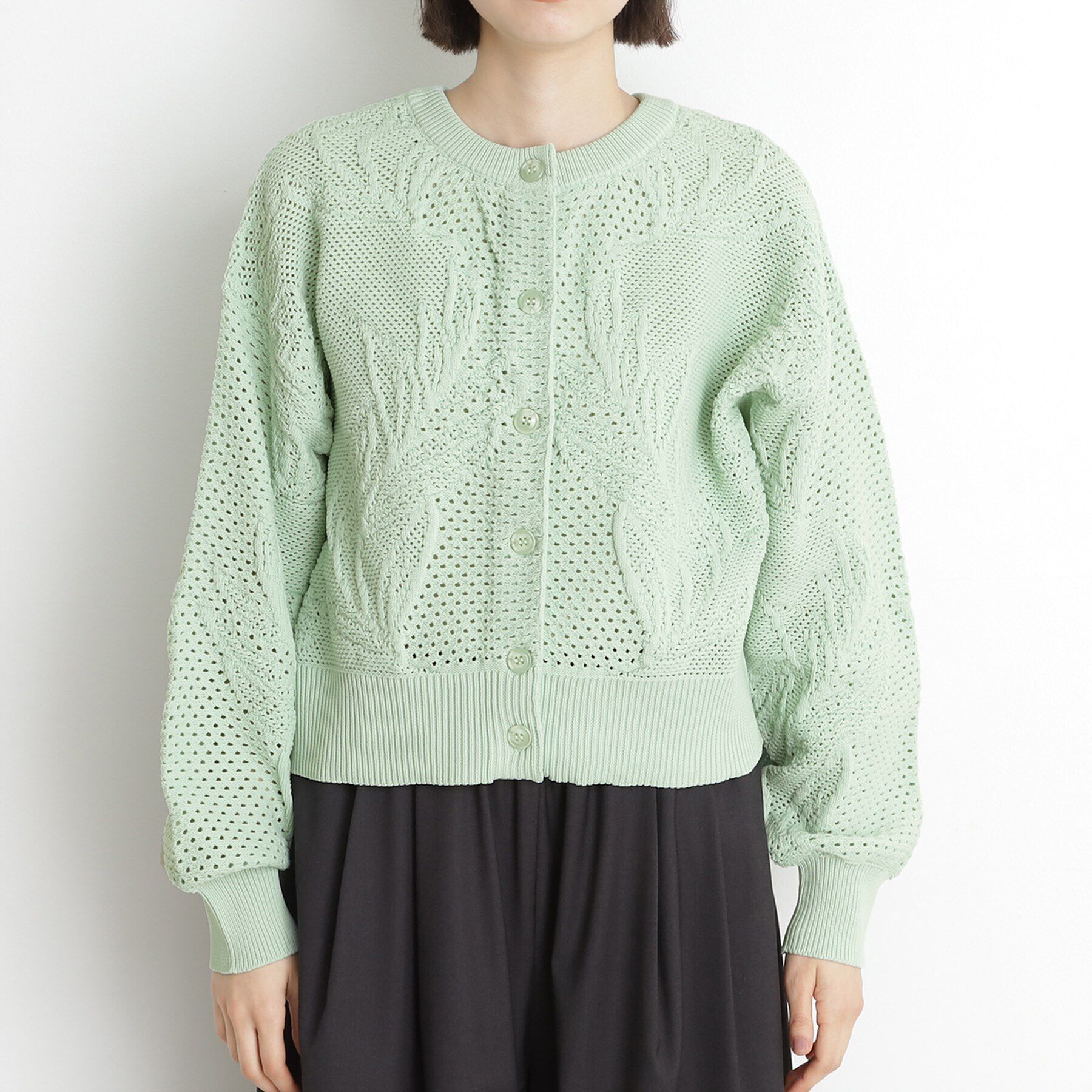 THE SHOP TK「レース編みカーディガン【前後2WAY】」|ニット・セーター|