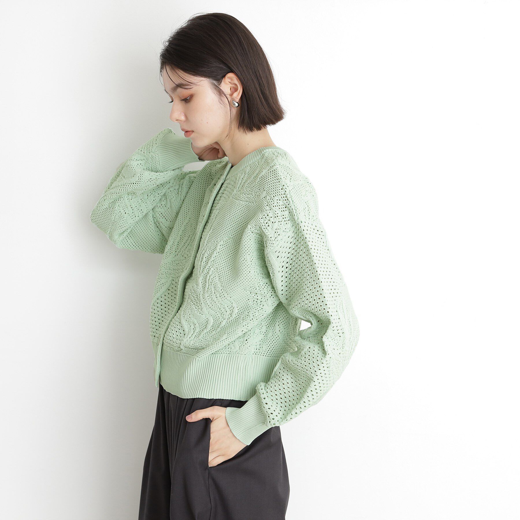 THE SHOP TK「レース編みカーディガン【前後2WAY】」|ニット・セーター|