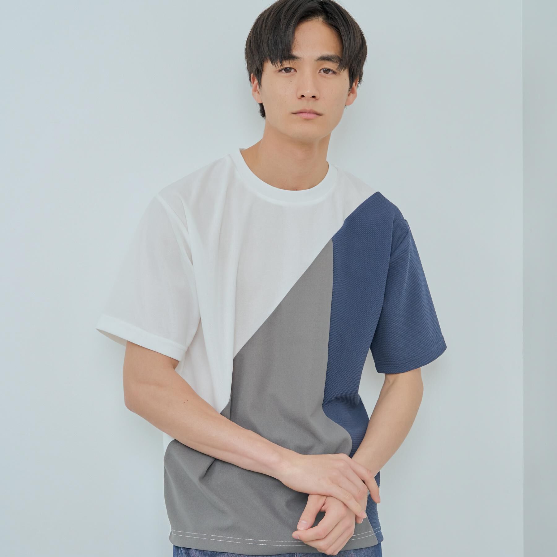 THE SHOP TK「アムンゼン異素材切替半袖Tシャツ」|Tシャツ・カットソー|