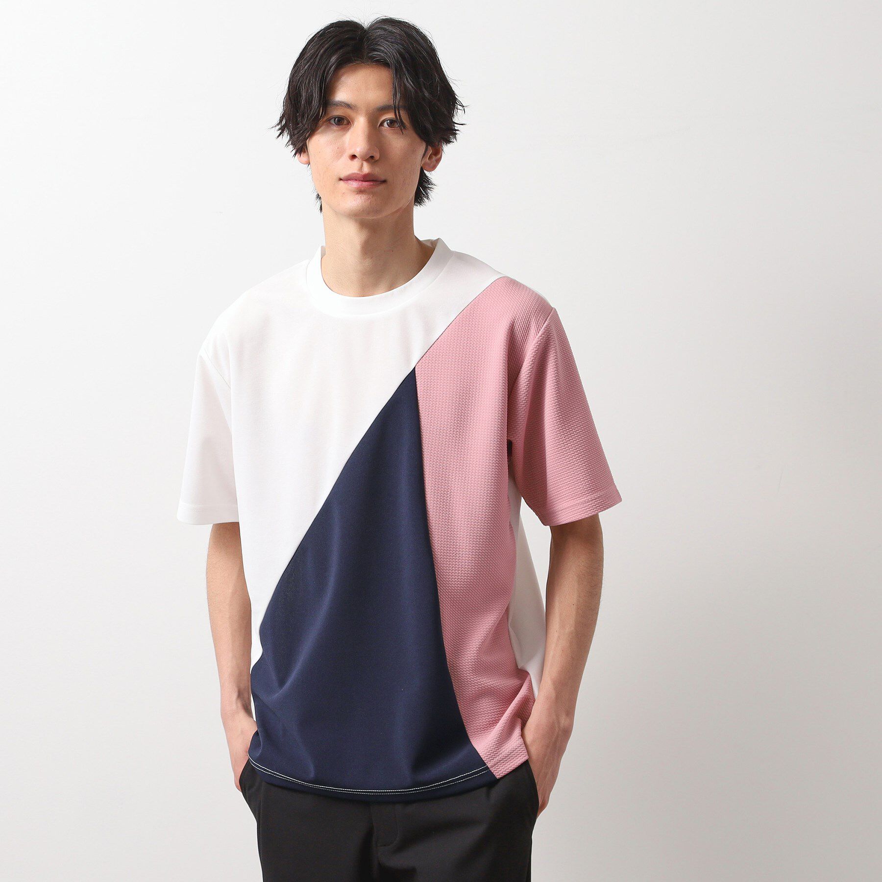 THE SHOP TK「アムンゼン異素材切替半袖Tシャツ」|Tシャツ・カットソー|