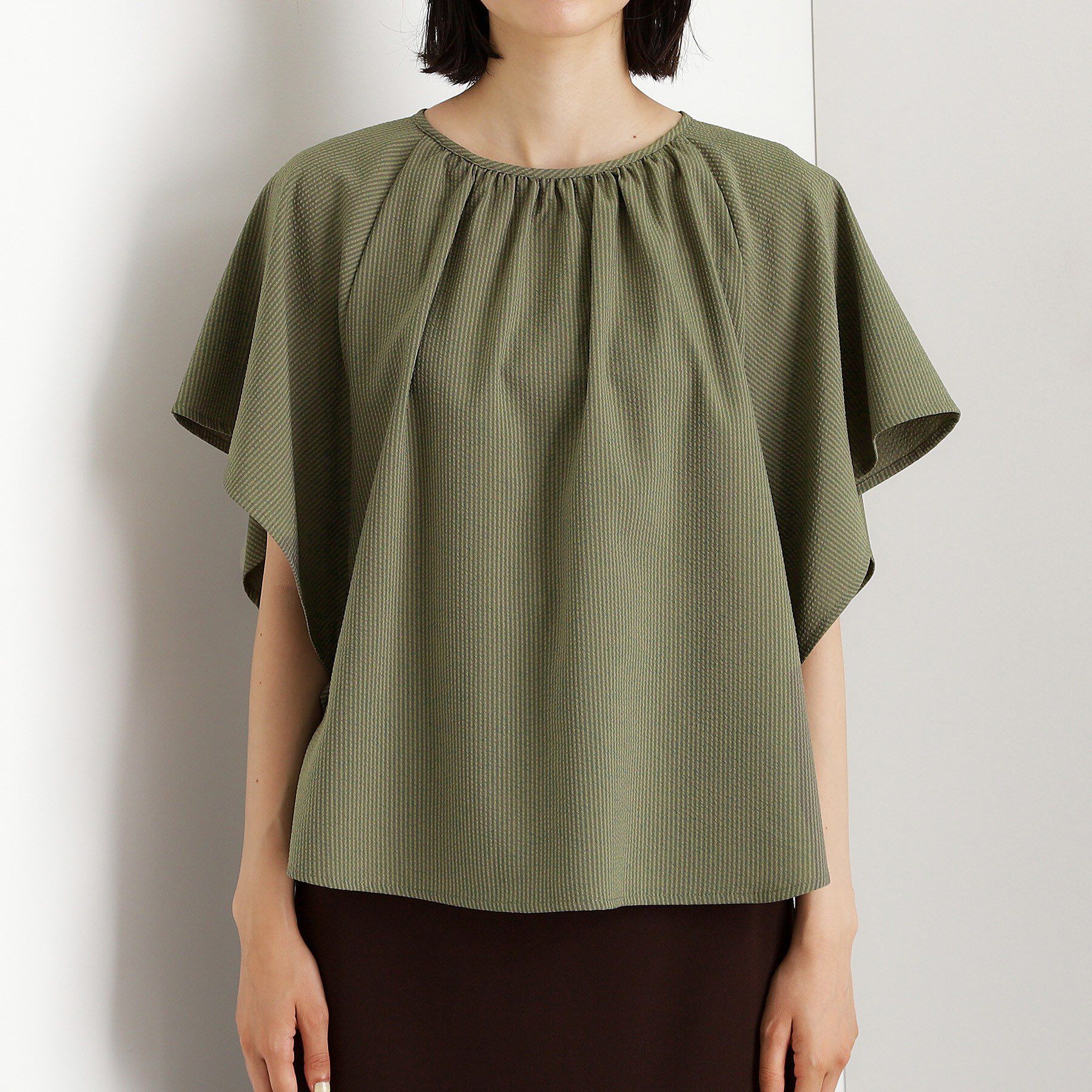 THE SHOP TK「フレアスリーブブラウス【二の腕カバー/UV/洗濯機OK】」|シャツ・ブラウス|