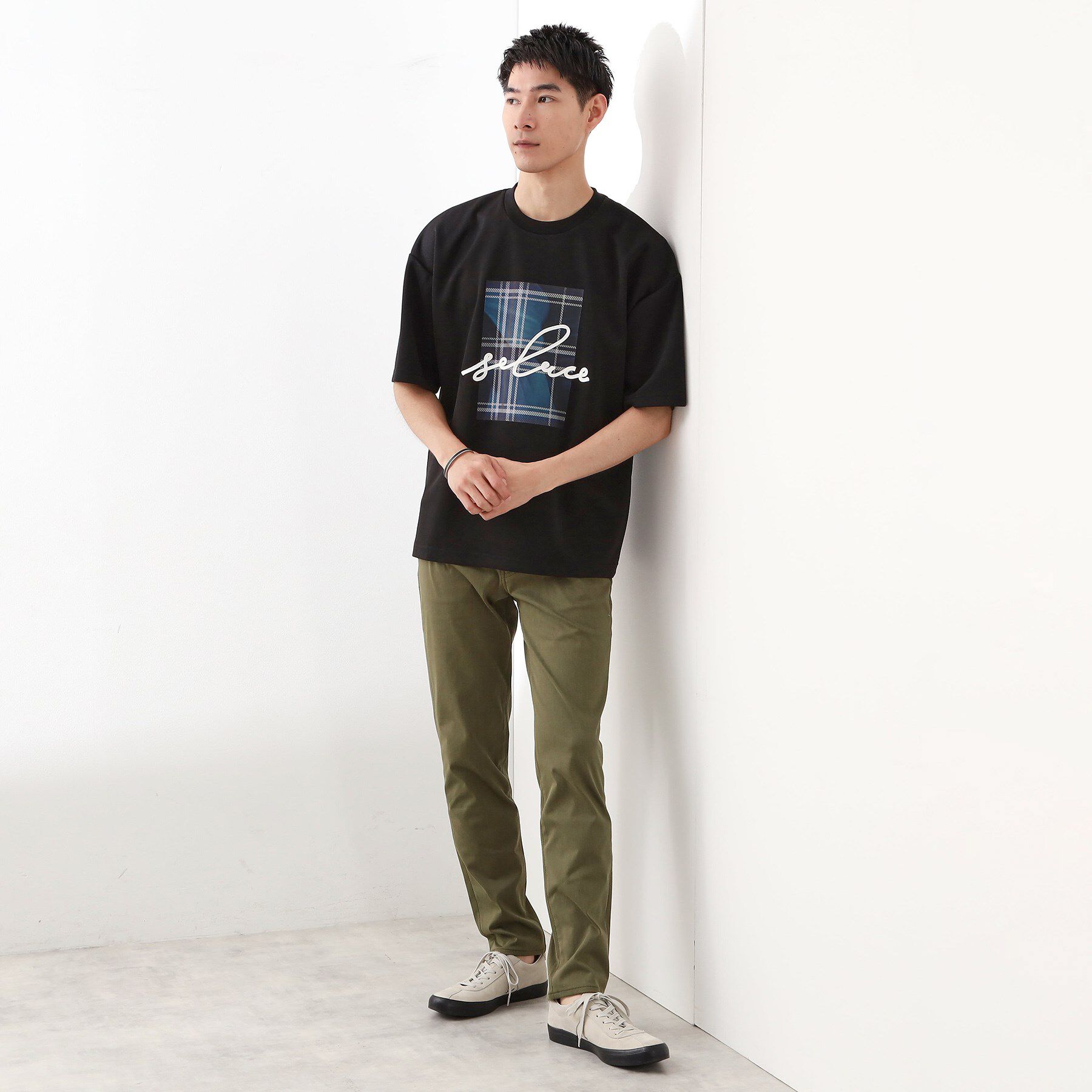 THE SHOP TK「コード刺繍フォトプリント半袖Tシャツ 【洗濯機OK】」|Tシャツ・カットソー|