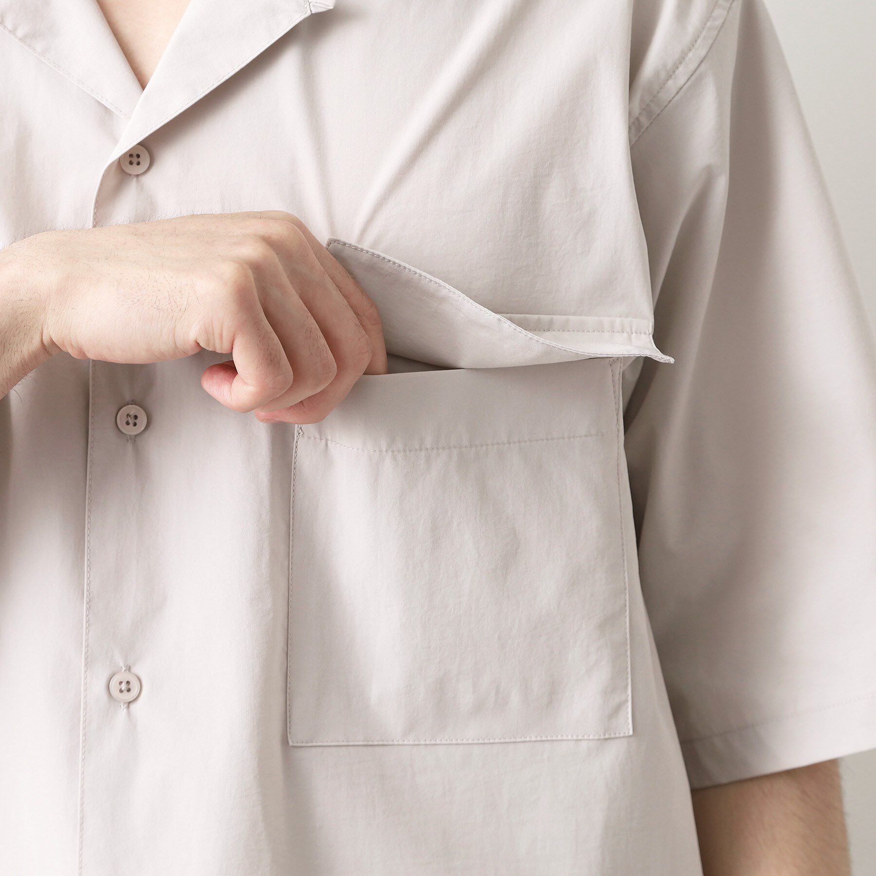 THE SHOP TK「CAVEダブルフラップ半袖シャツ【吸水速乾／ストレッチ／洗濯機OK】」|シャツ・ブラウス|