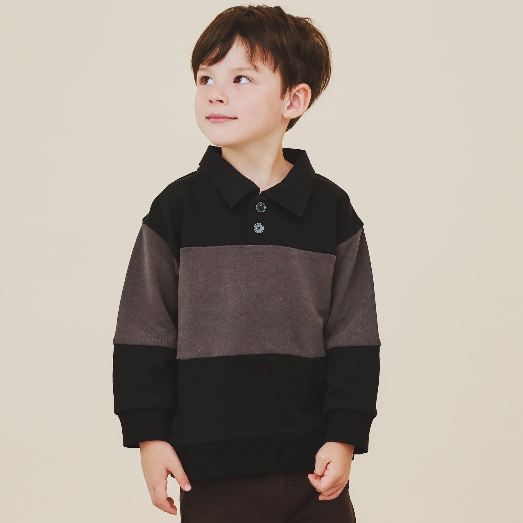 THE SHOP TK「【110-160】バイカラーラガー裏毛プルオーバー」|Tシャツ・カットソー|ブラック(519)