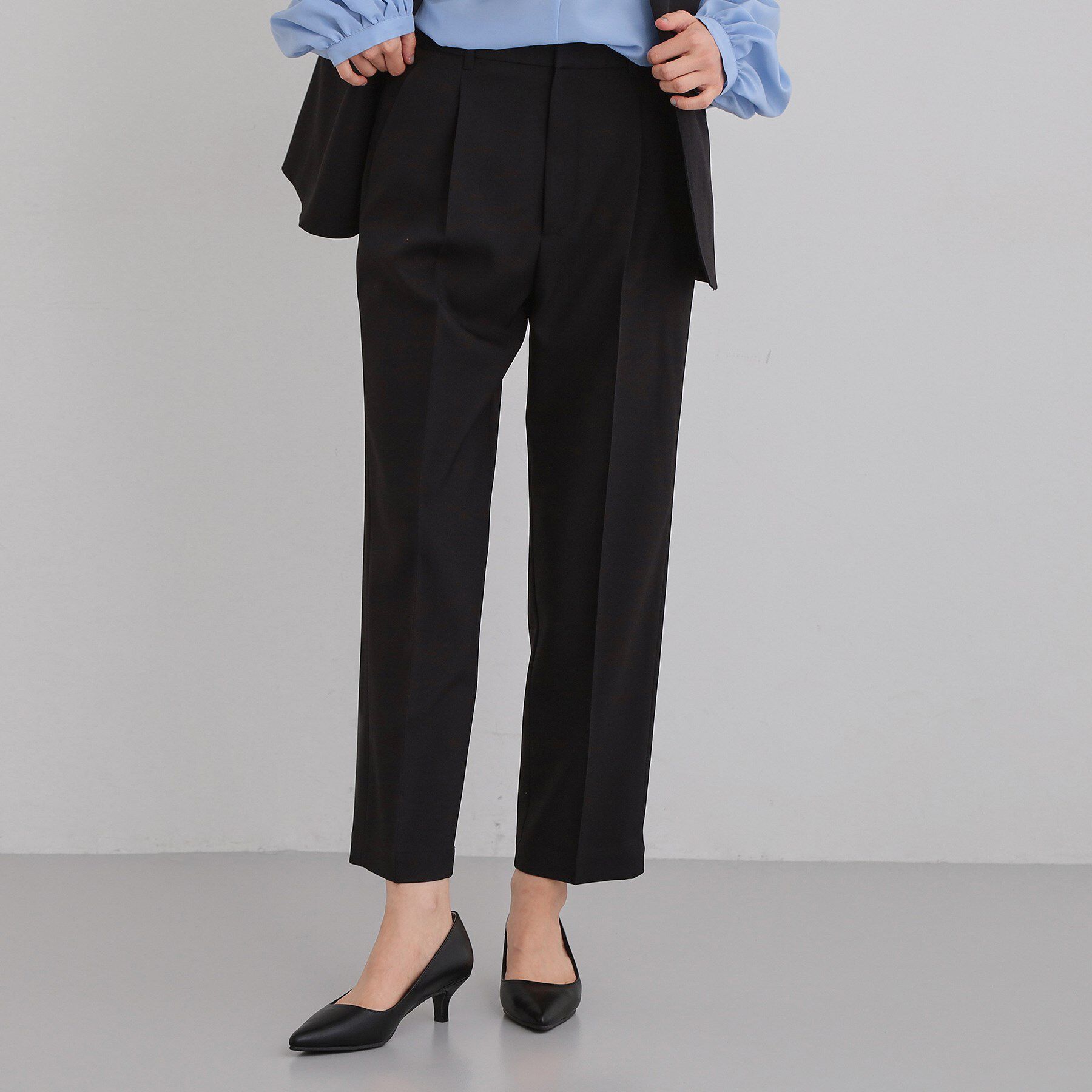 THE SHOP TK「【通勤にもデイリーにも】CAVIAN ベーシックテーパードパンツ/セットアップ可」|その他|ブラック(019)