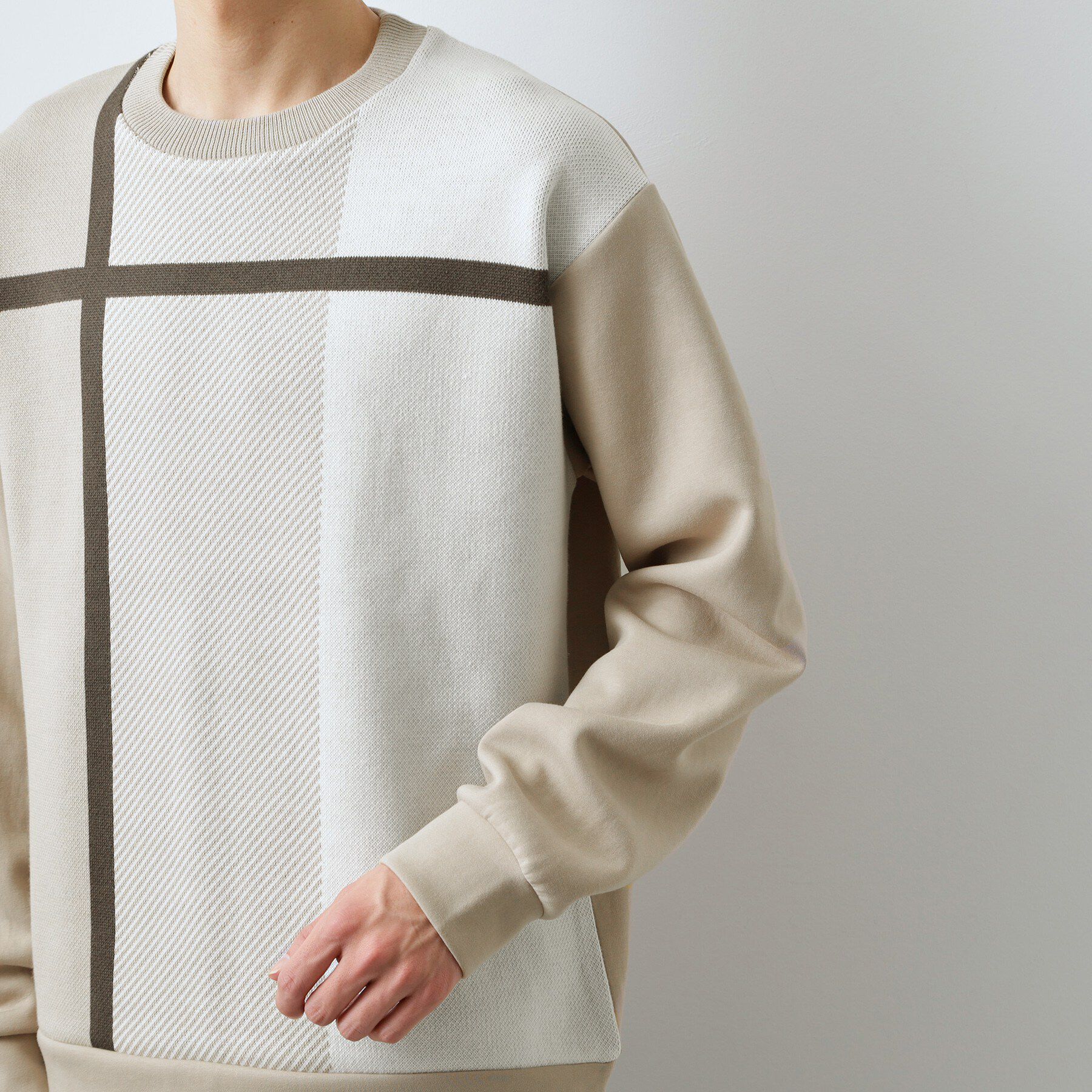 THE SHOP TK「チェック柄ダンボール スウェット 洗濯機OK」|Tシャツ・カットソー|