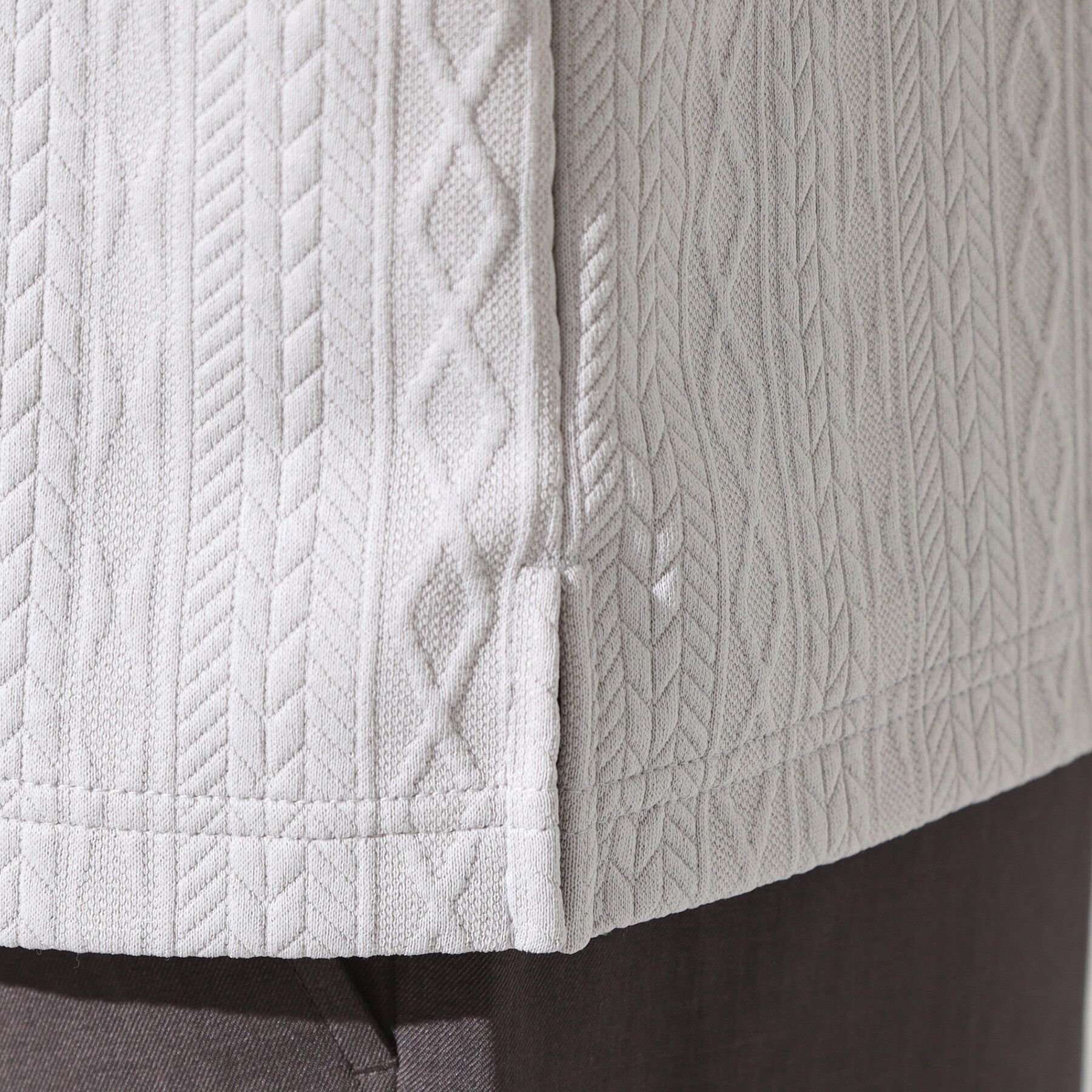 THE SHOP TK「【シンプルすぎない大人の表情】ケーブルフクレポロシャツ 吸水速乾/UVケア/洗濯機OK」|ポロシャツ|