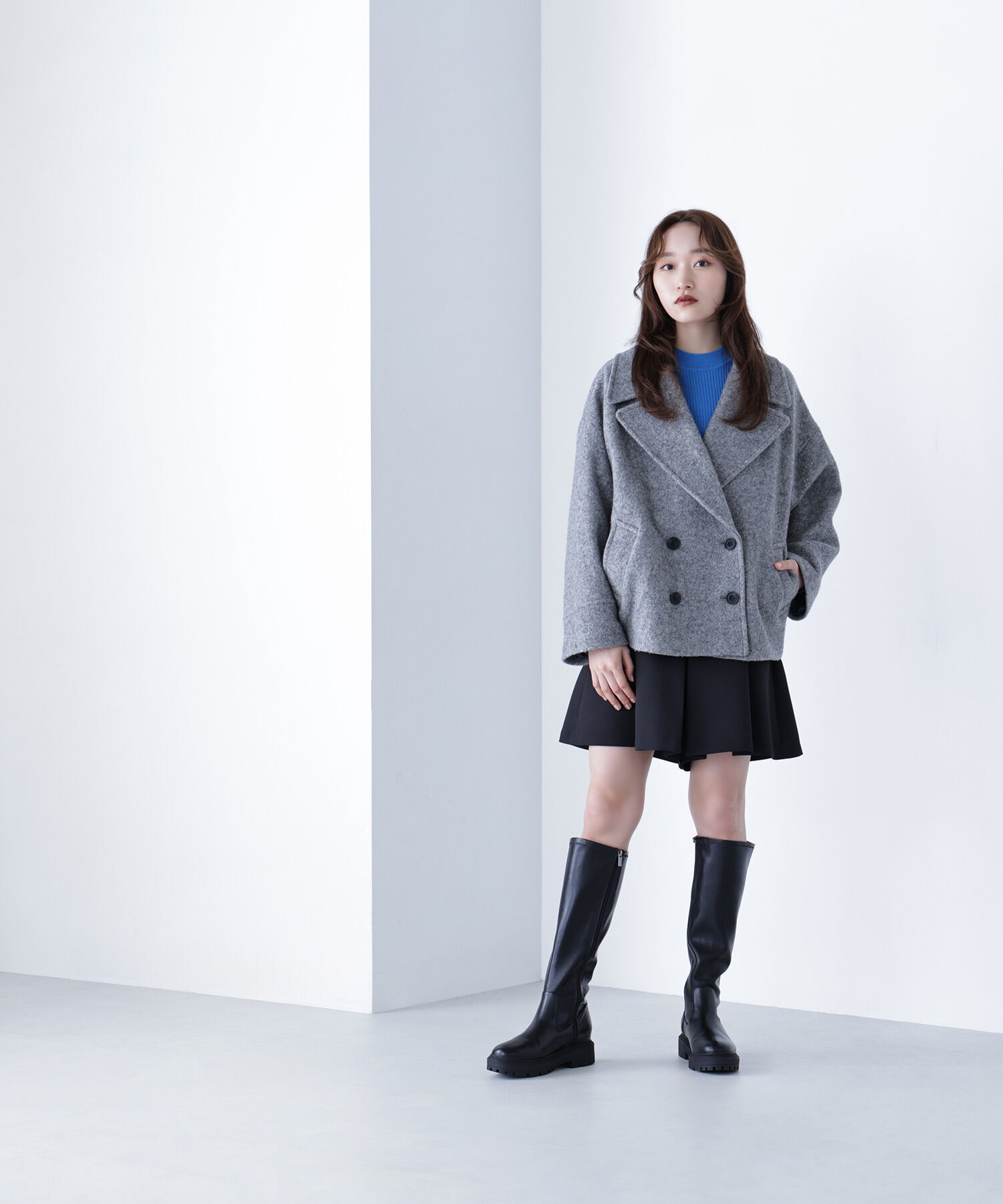  「ウーリーフォルムハーフコート」|ブルゾン・スタジャン|