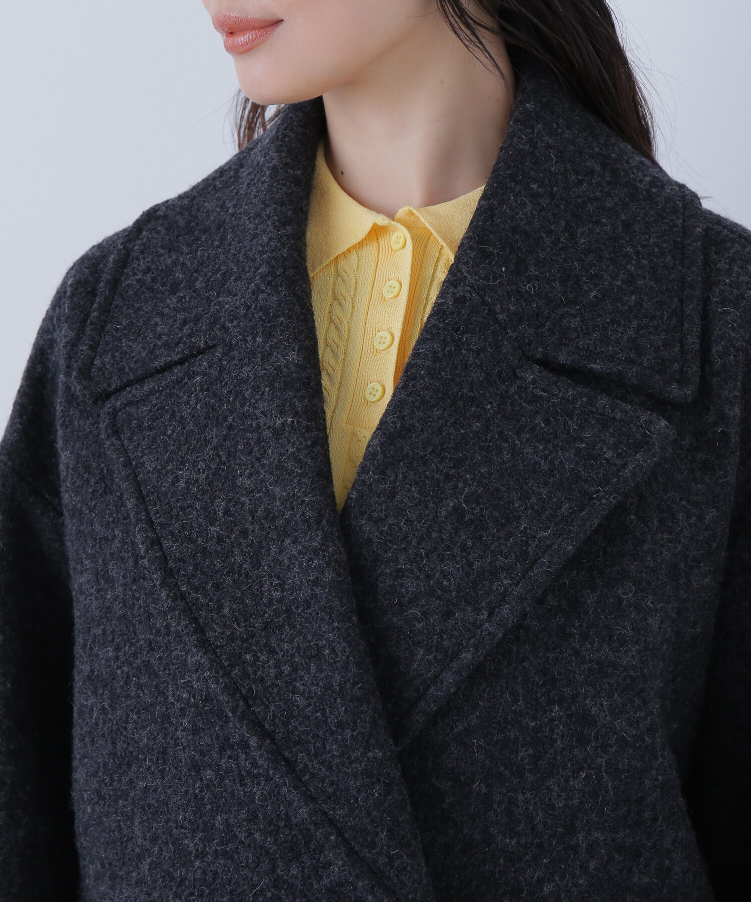  「ウーリーフォルムハーフコート」|ブルゾン・スタジャン|