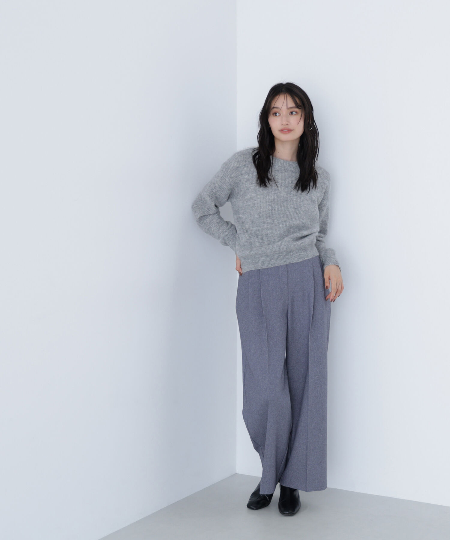  「アルパカ混クルーネックニット」|ニット・セーター|