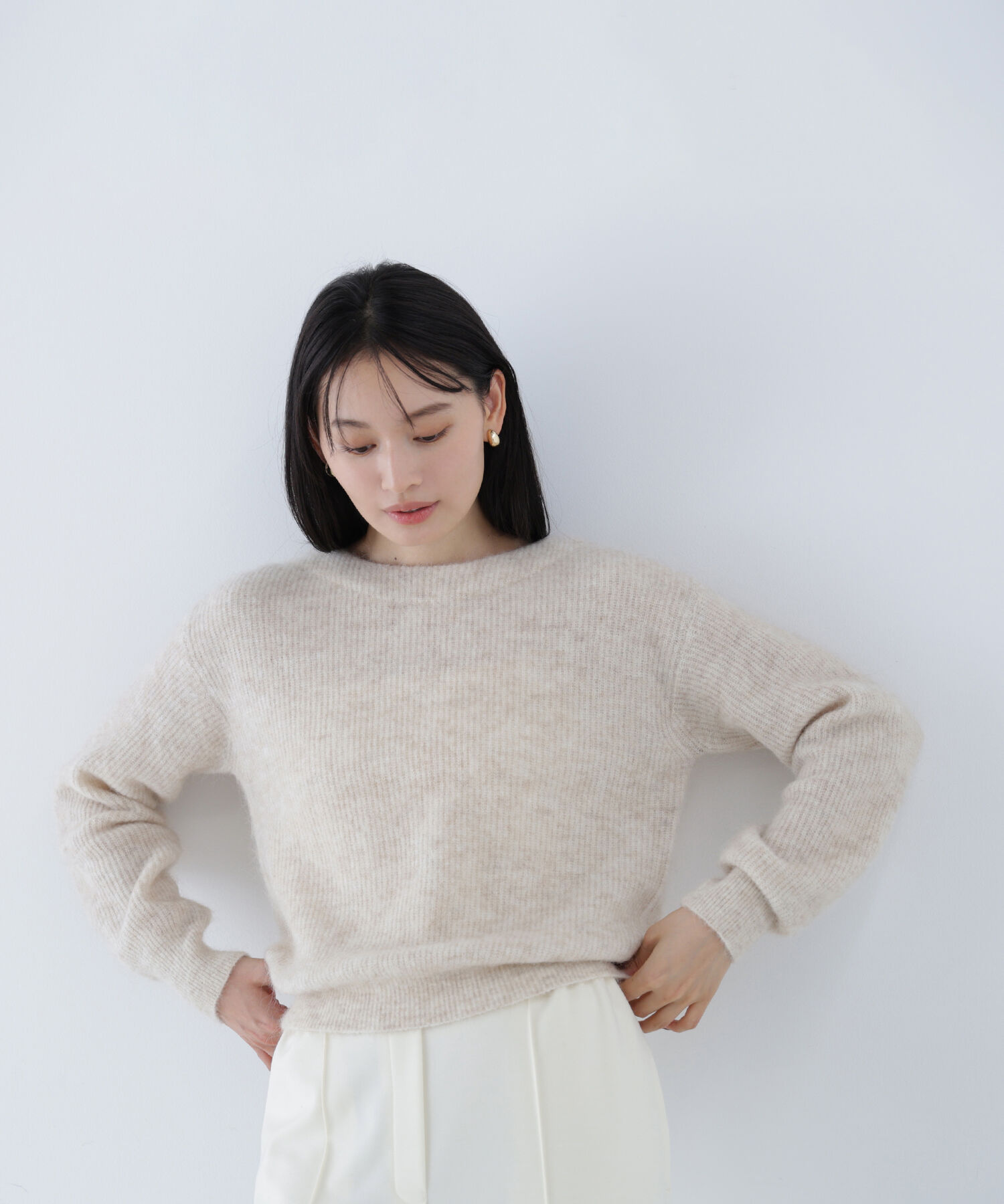  「アルパカ混クルーネックニット」|ニット・セーター|