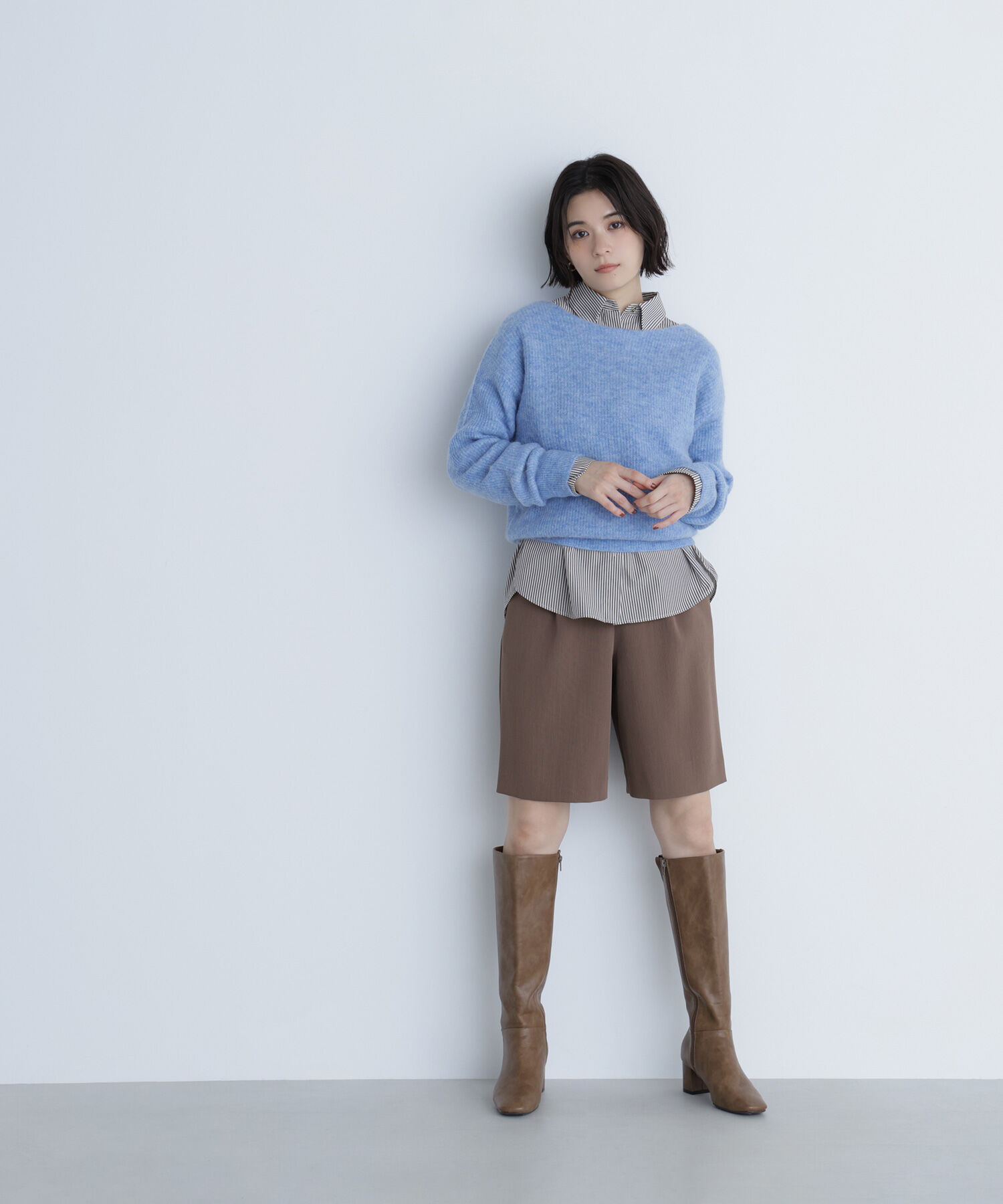  「アルパカ混クルーネックニット」|ニット・セーター|