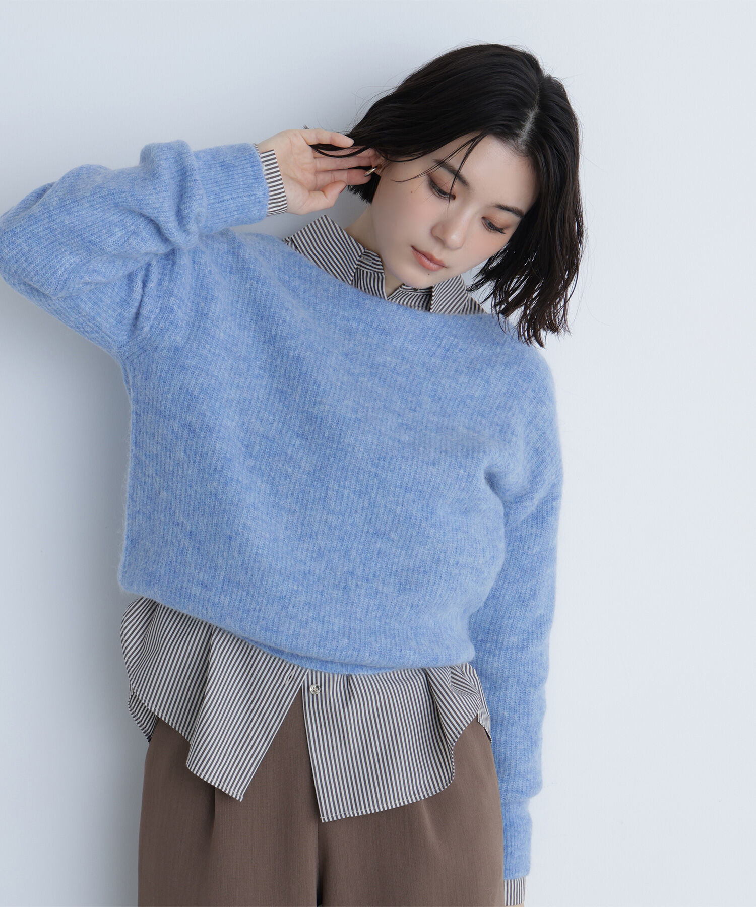  「アルパカ混クルーネックニット」|ニット・セーター|