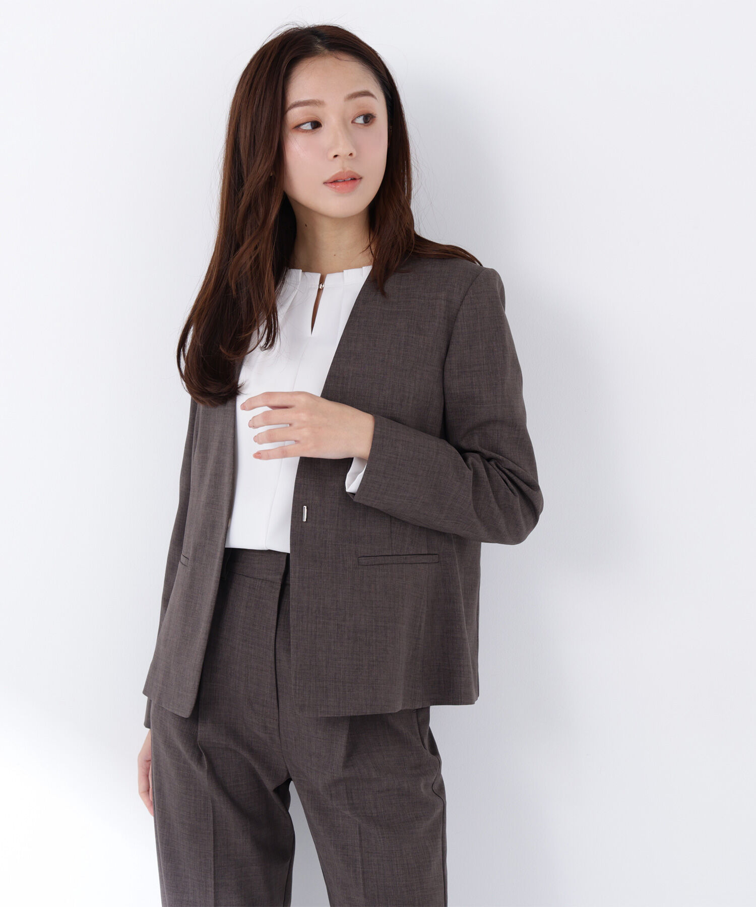  「リネンライク SETUP ノーカラージャケット」|その他|