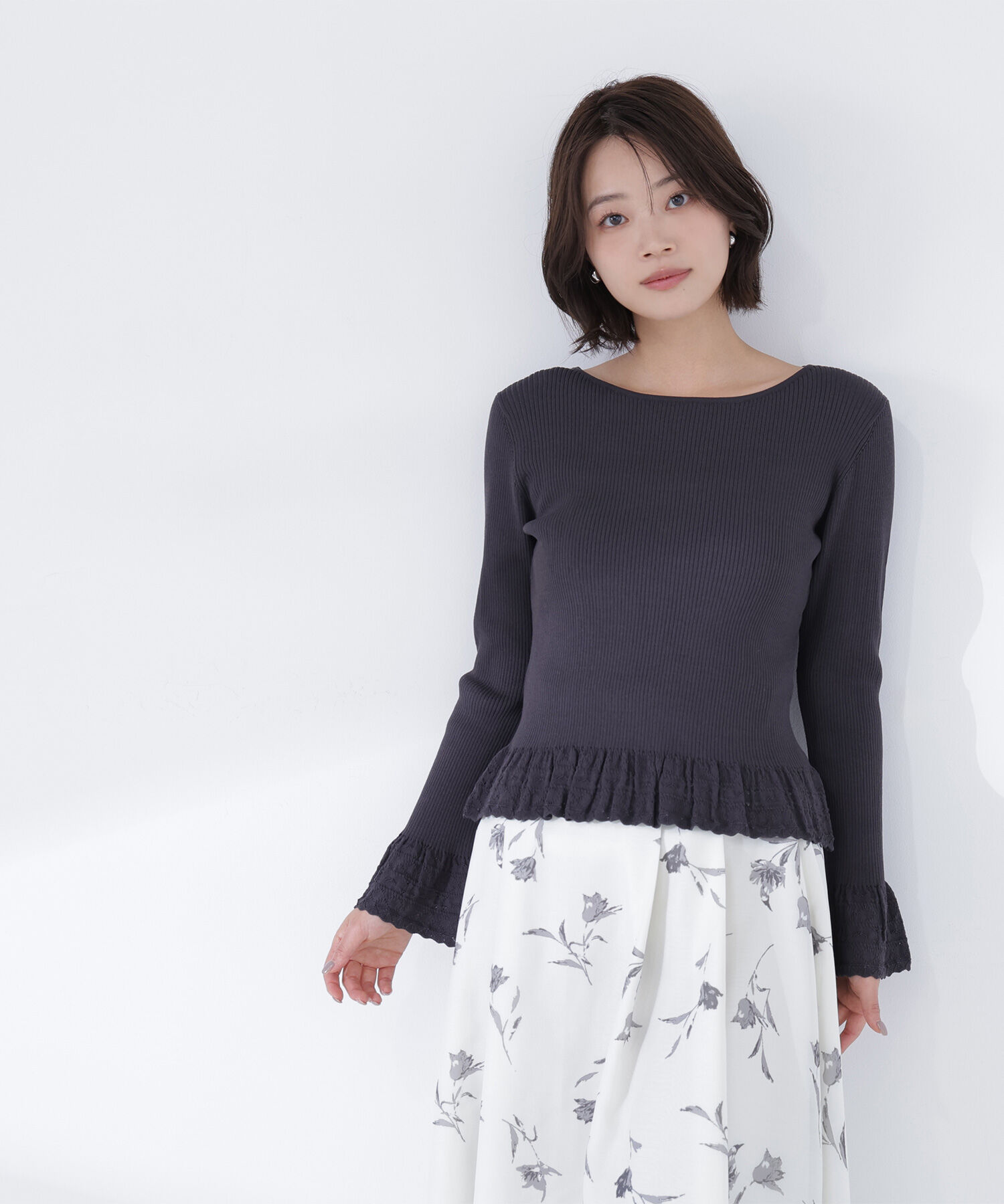  「柄編みフレアスリーブニット」|ニット・セーター|