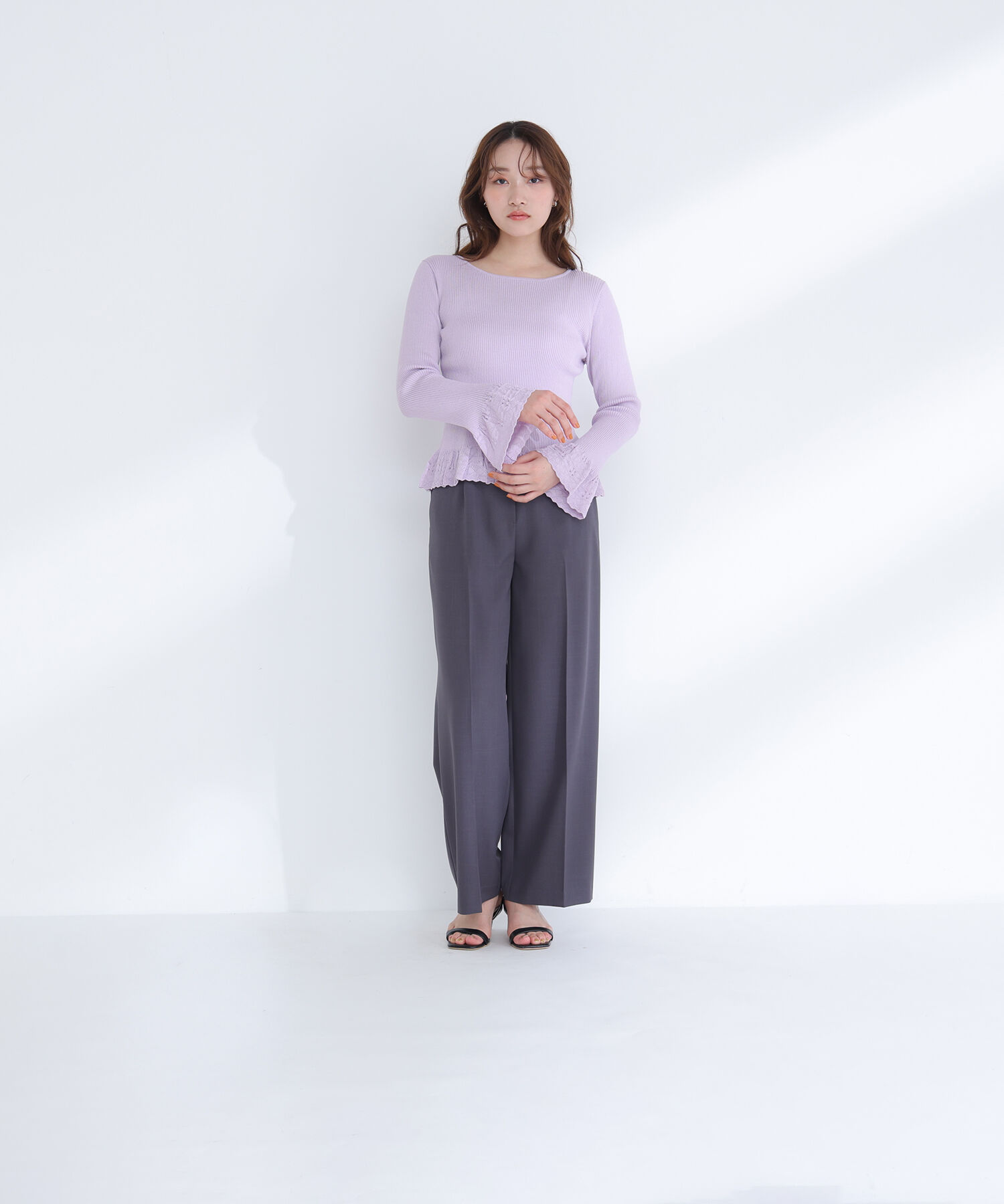  「柄編みフレアスリーブニット」|ニット・セーター|