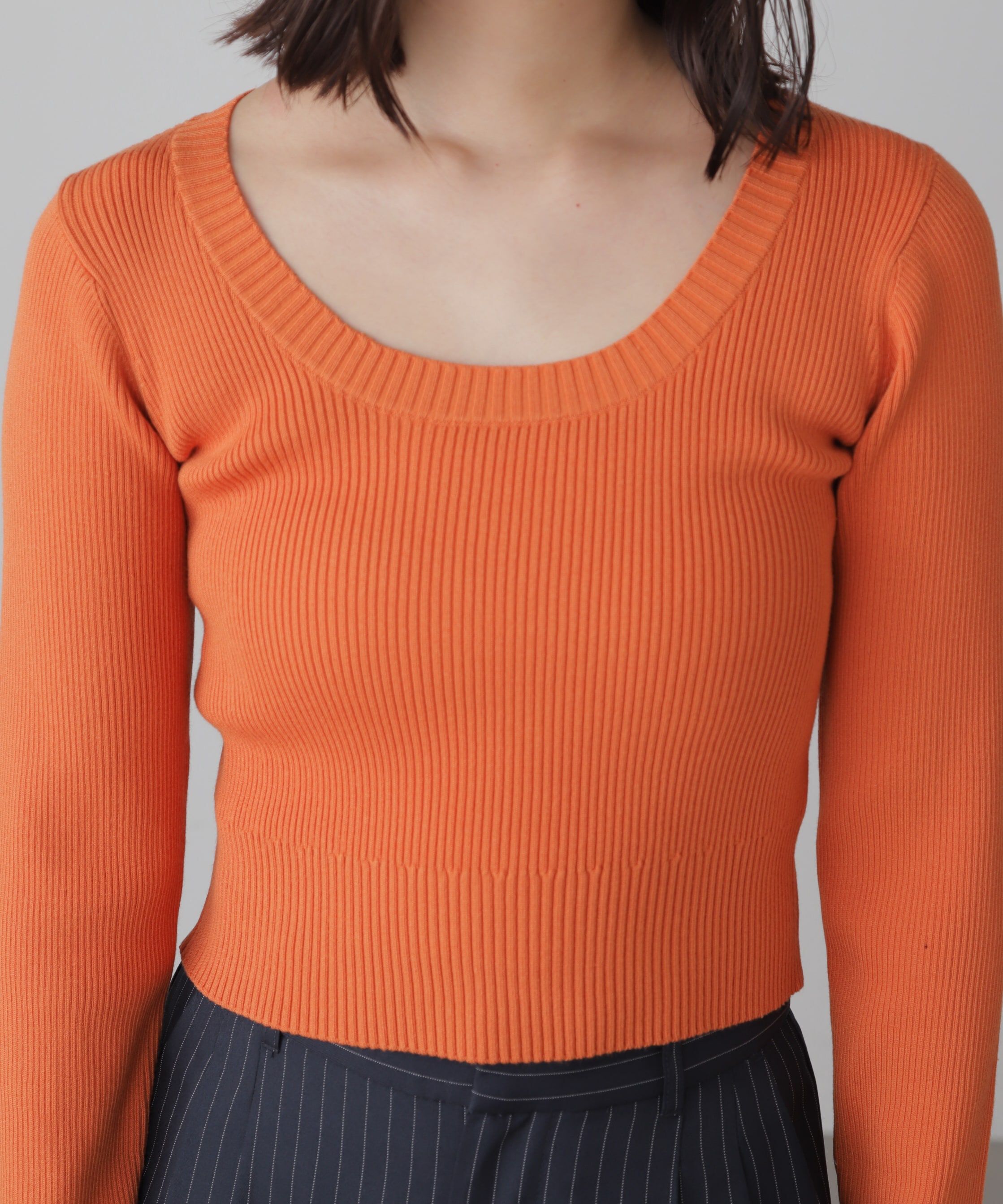  「〈洗える〉マシンウォッシャブルUネックニット」|ニット・セーター|