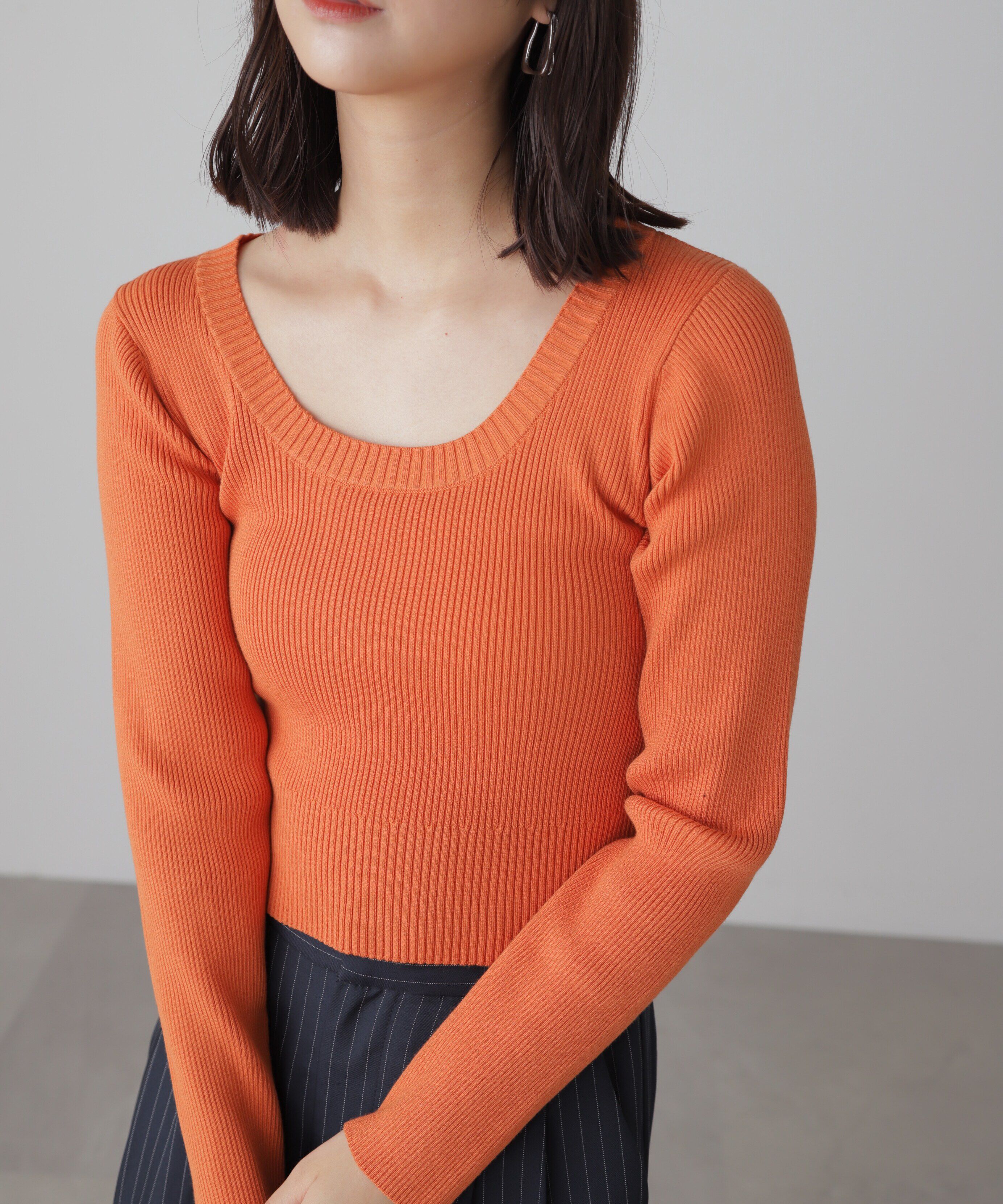  「〈洗える〉マシンウォッシャブルUネックニット」|ニット・セーター|