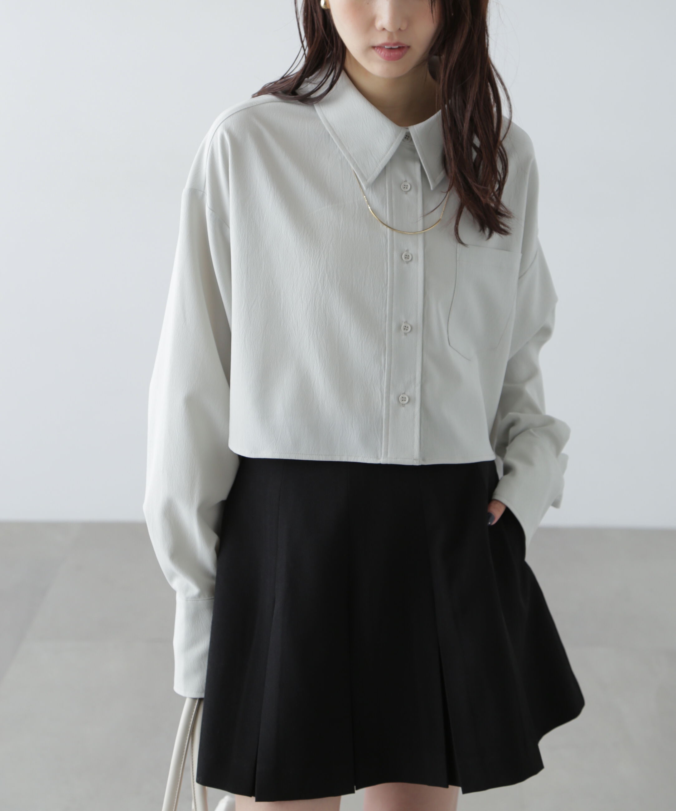  「バックレースアップショート丈シャツ」|シャツ・ブラウス|