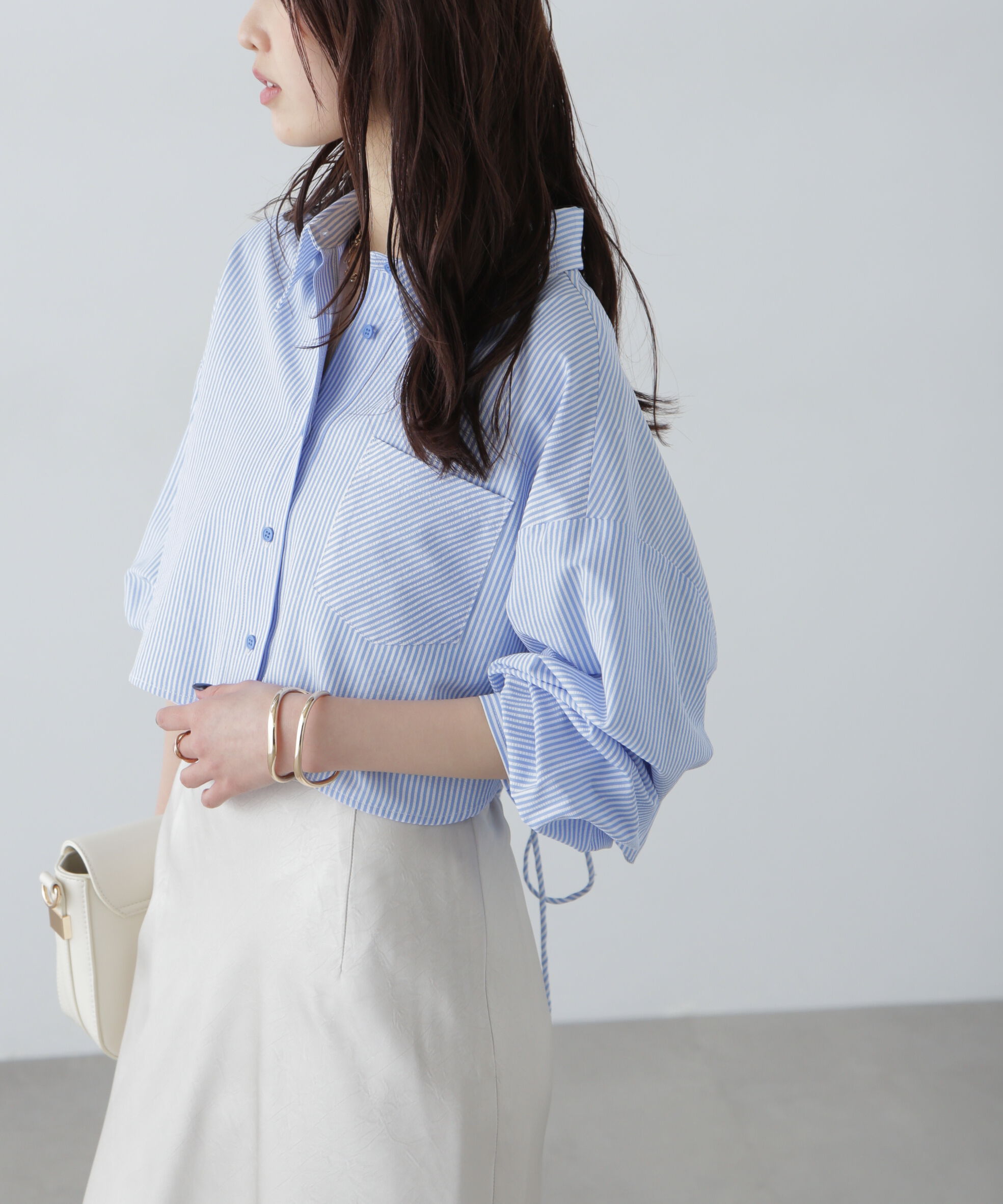  「バックレースアップショート丈シャツ」|シャツ・ブラウス|