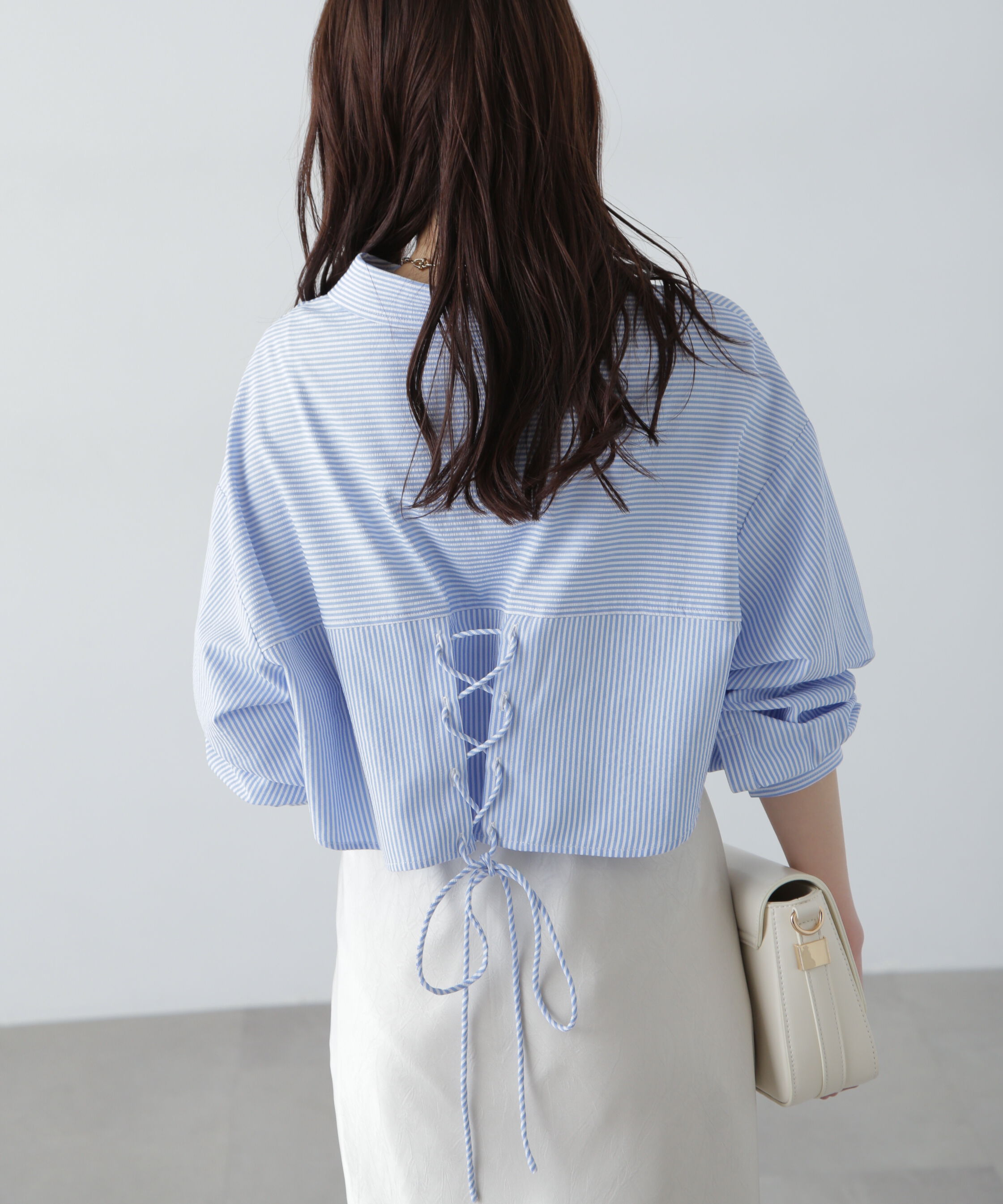  「バックレースアップショート丈シャツ」|シャツ・ブラウス|