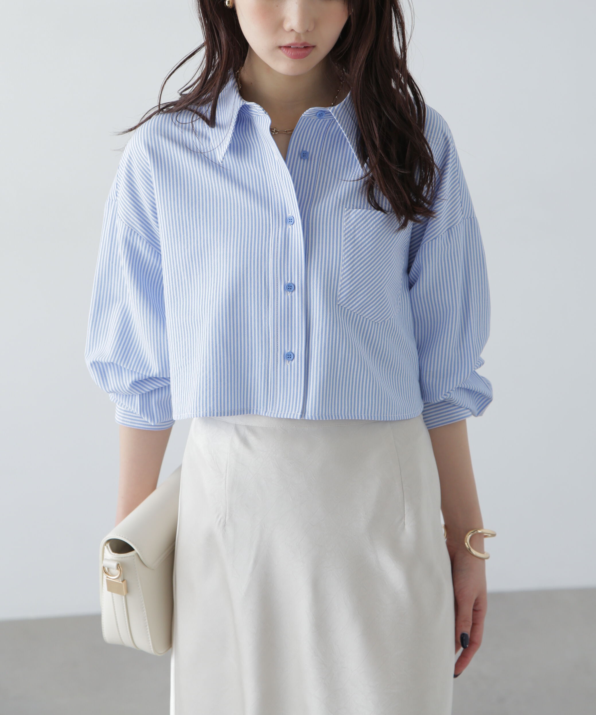  「バックレースアップショート丈シャツ」|シャツ・ブラウス|