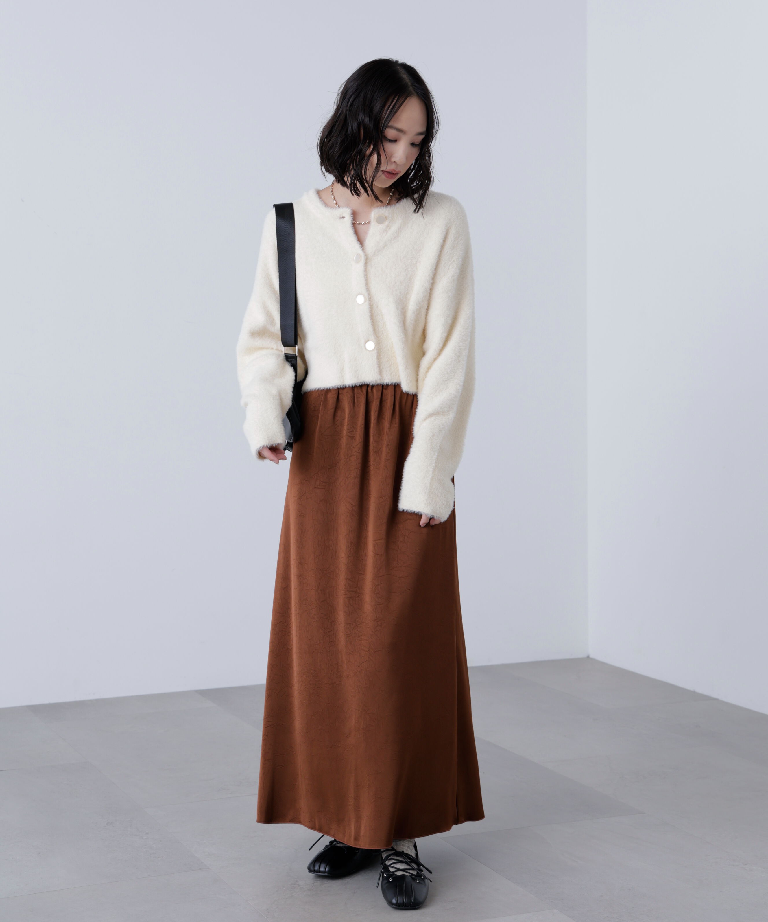  「前後2wayショートシャギー短丈ニット」|ニット・セーター|