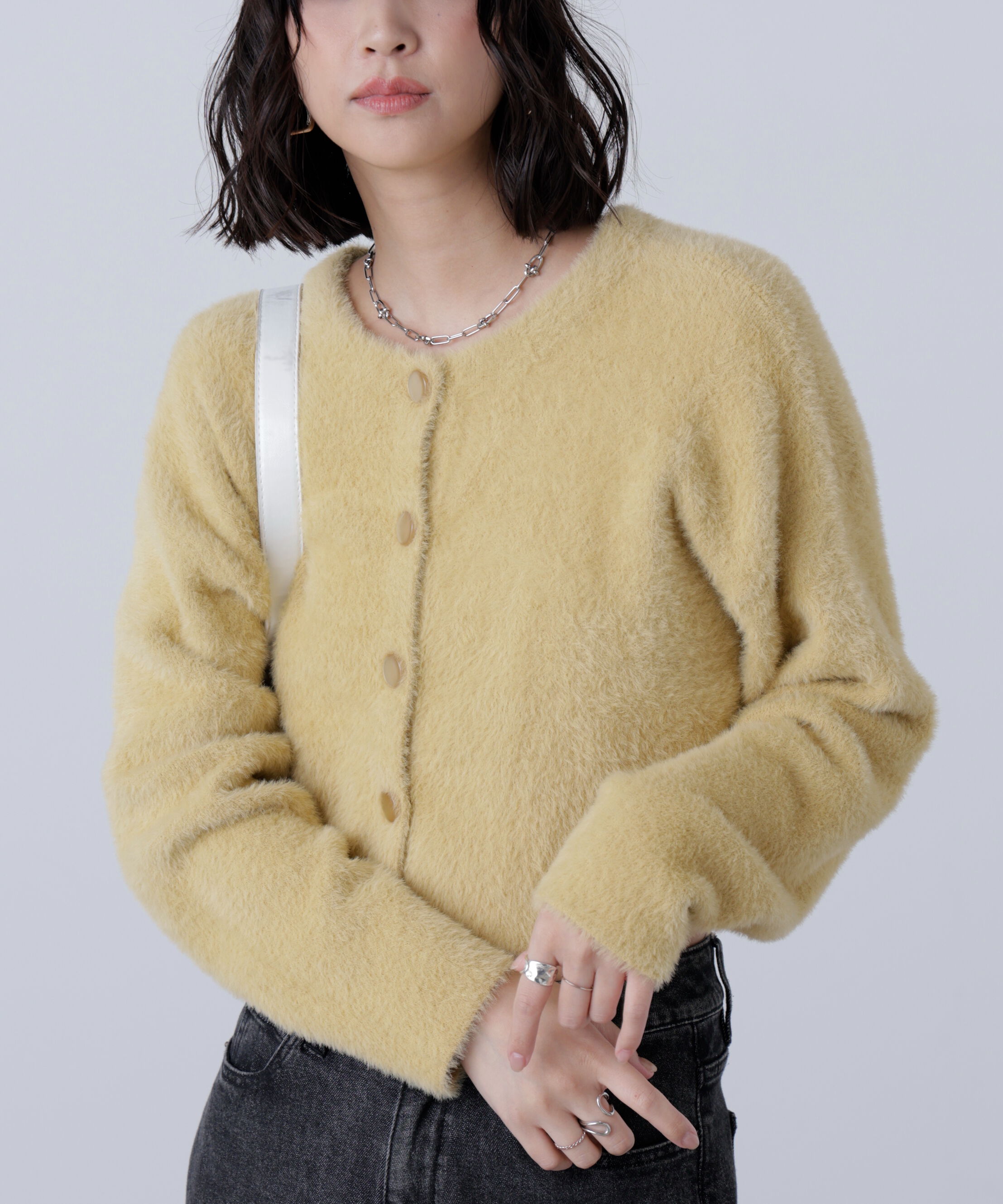  「前後2wayショートシャギー短丈ニット」|ニット・セーター|