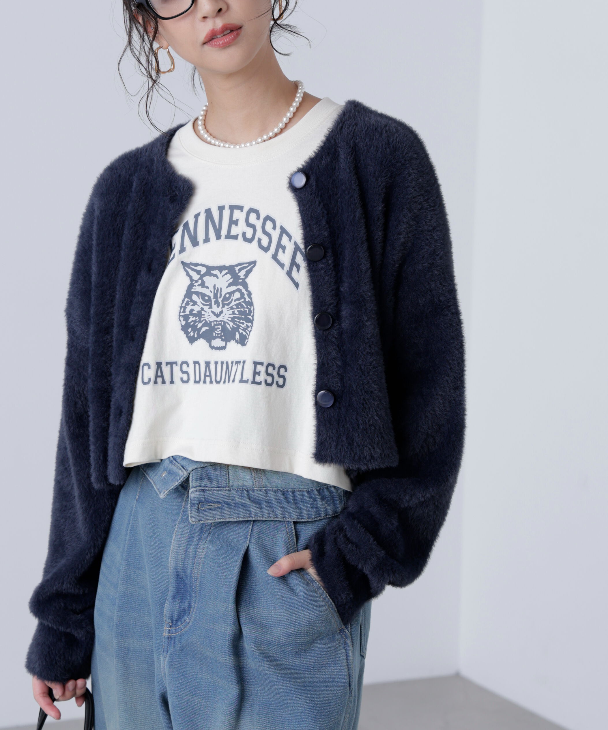  「前後2wayショートシャギー短丈ニット」|ニット・セーター|