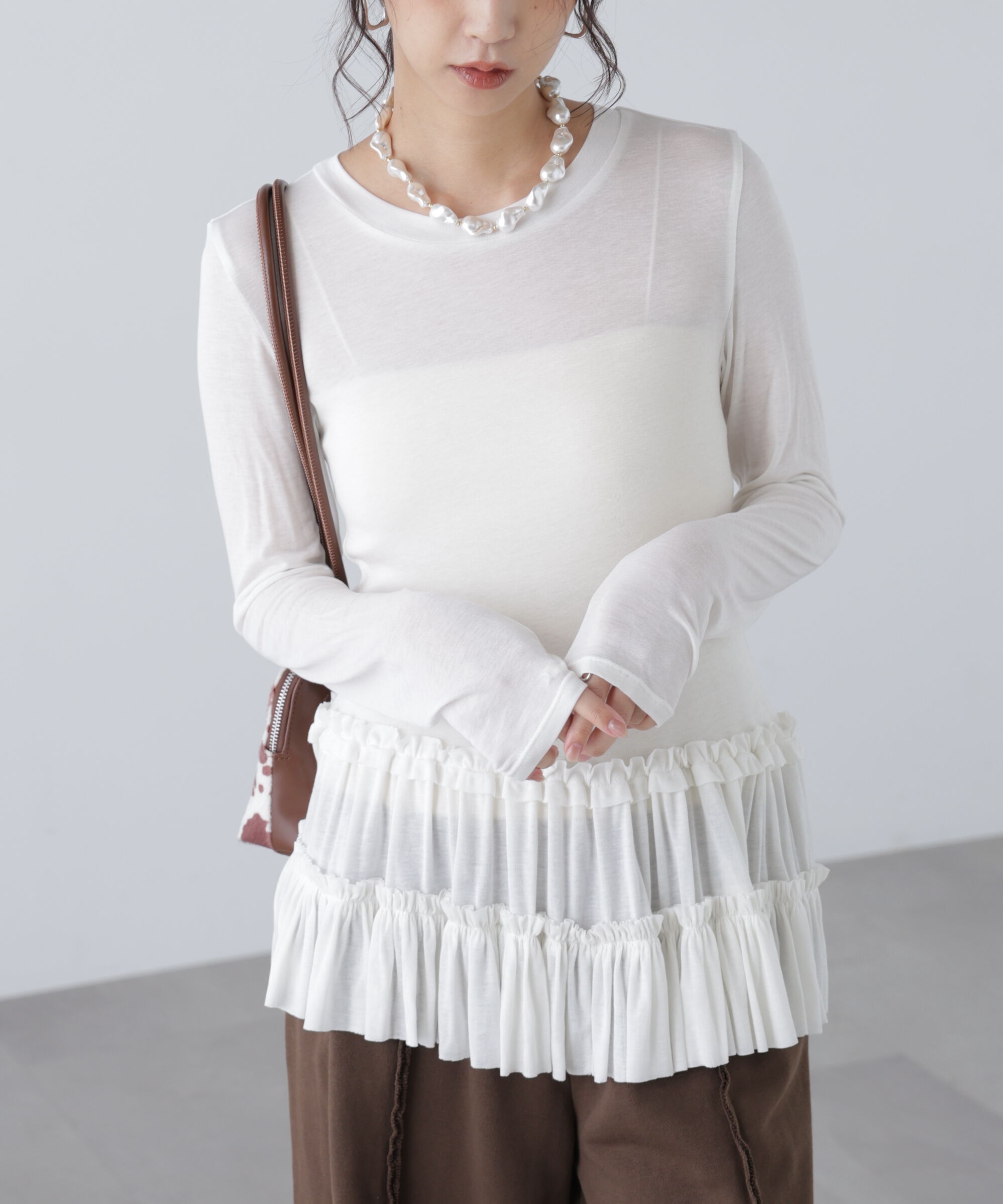  「長袖裾フリルカットソー」|Tシャツ・カットソー|