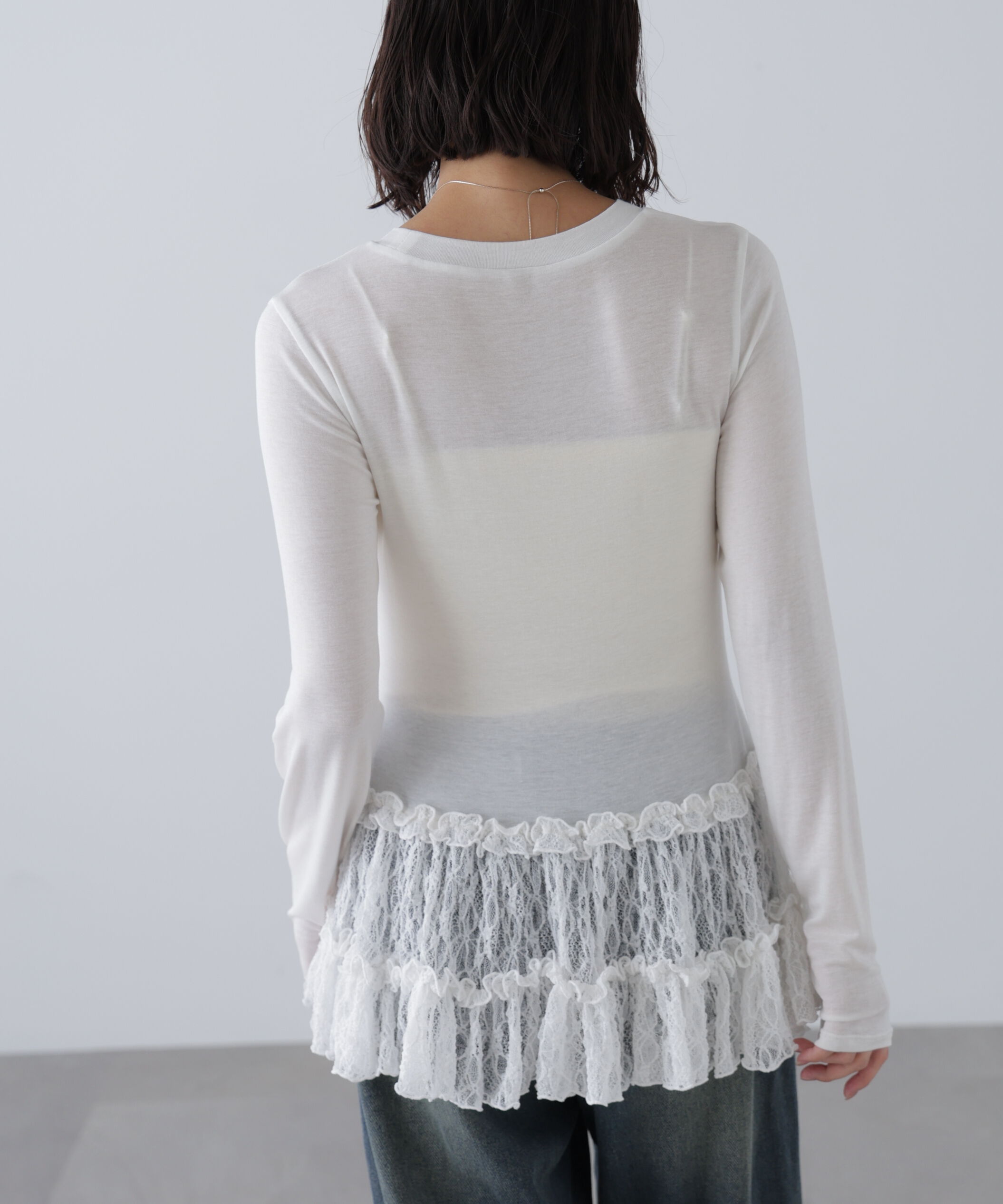  「長袖裾フリルカットソー」|Tシャツ・カットソー|