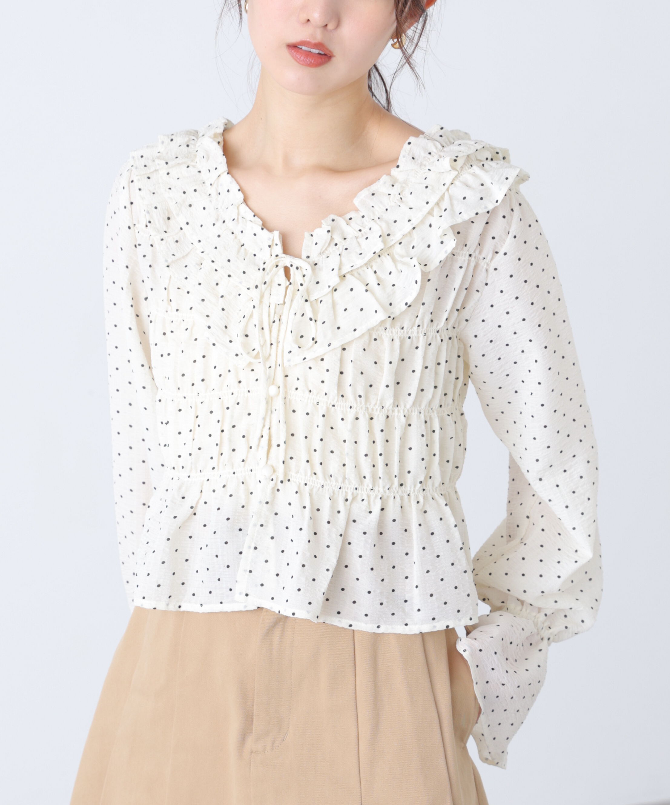  「アソート前後2wayフリルブラウス」|シャツ・ブラウス|