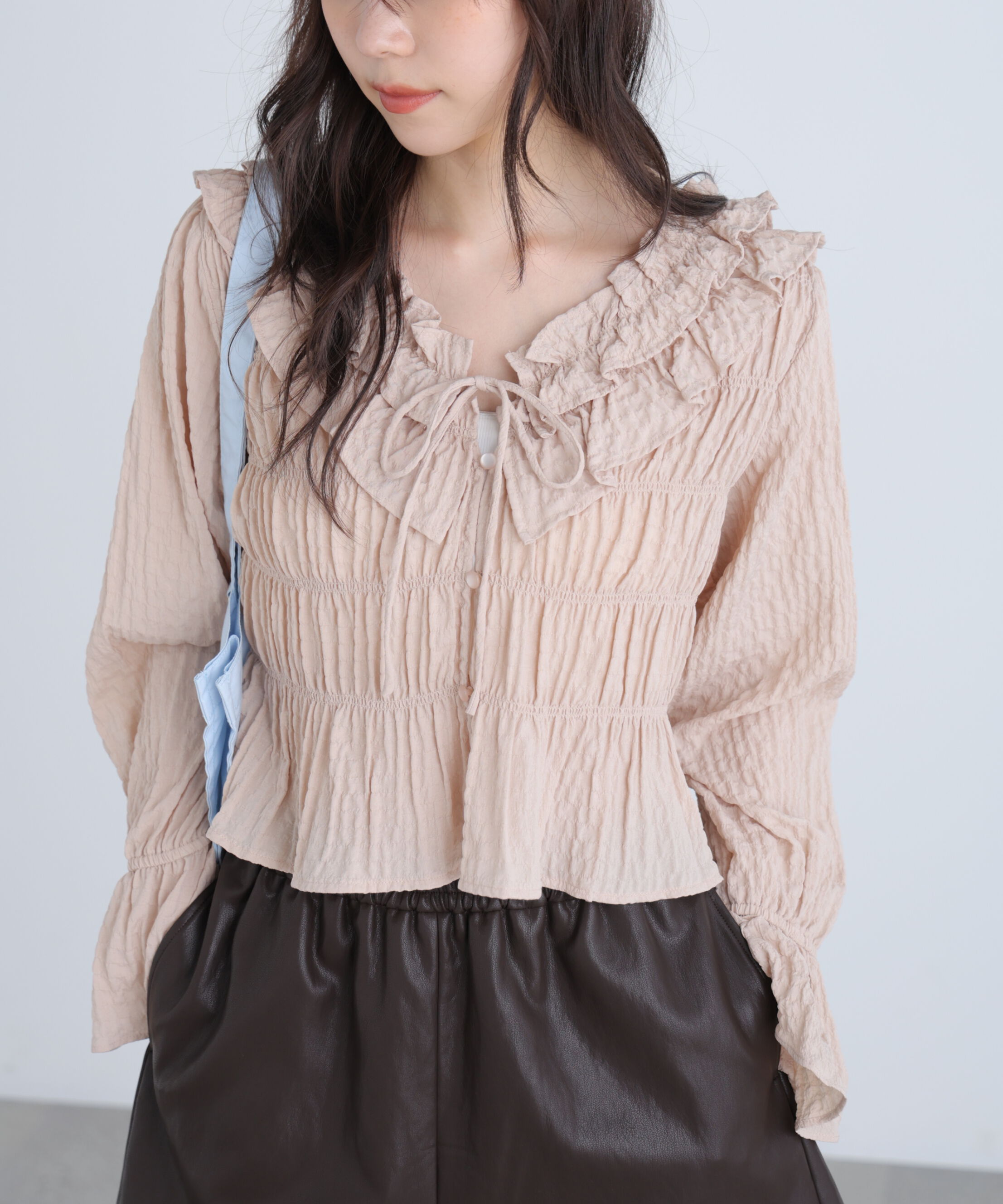  「アソート前後2wayフリルブラウス」|シャツ・ブラウス|ベージュ