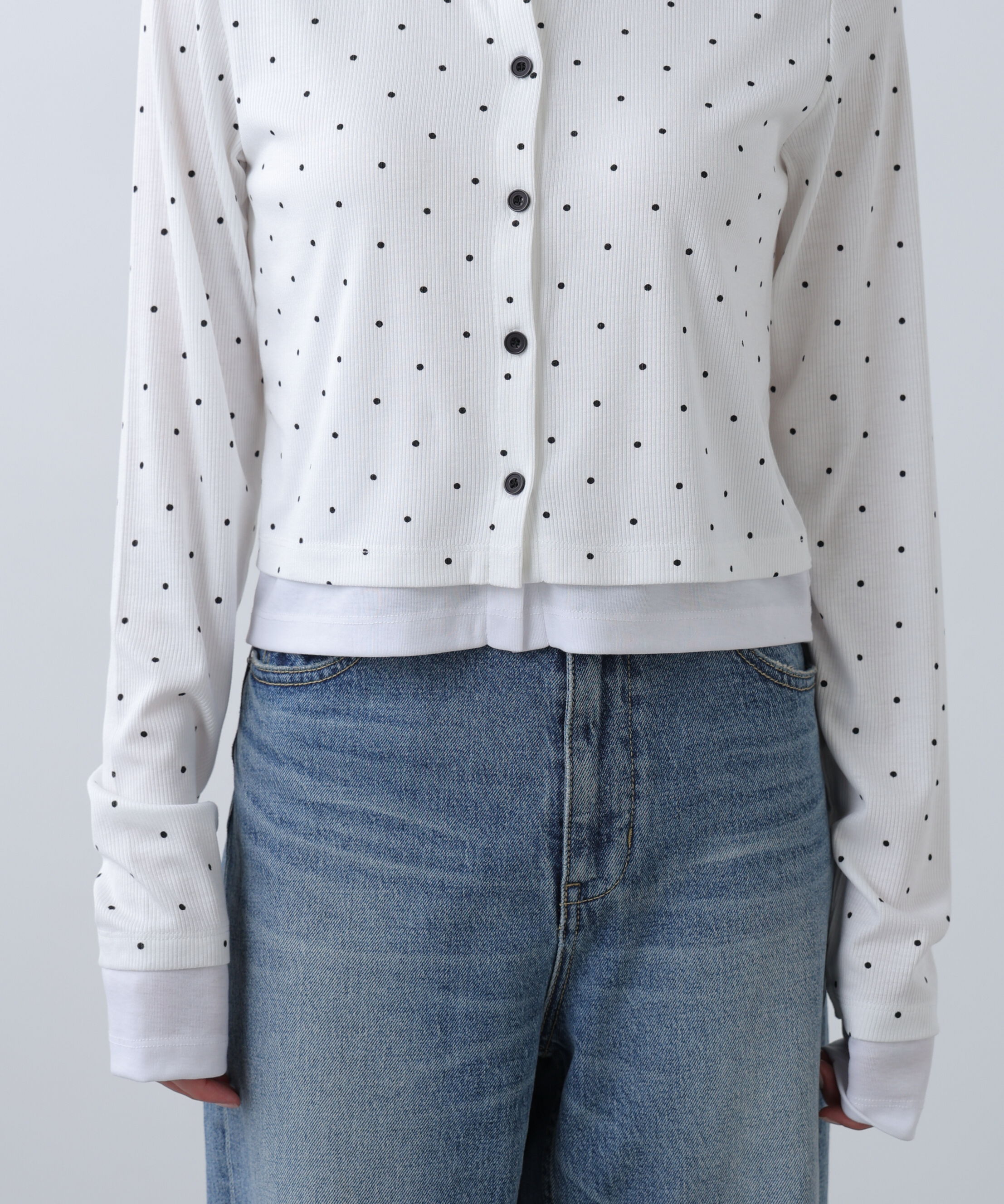  「レイヤード風カットソーカーディガン」|Tシャツ・カットソー|