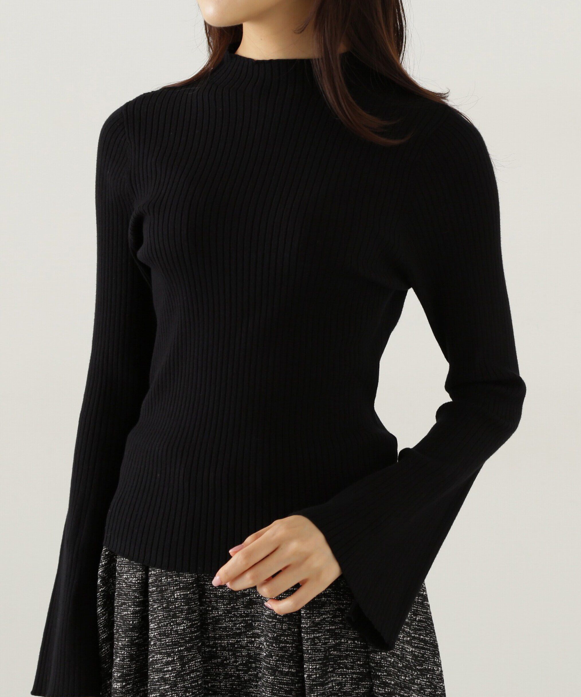 PROPORTION BODY DRESSING「パールボタンモックネックリブニット　24AW」|ニット・セーター|