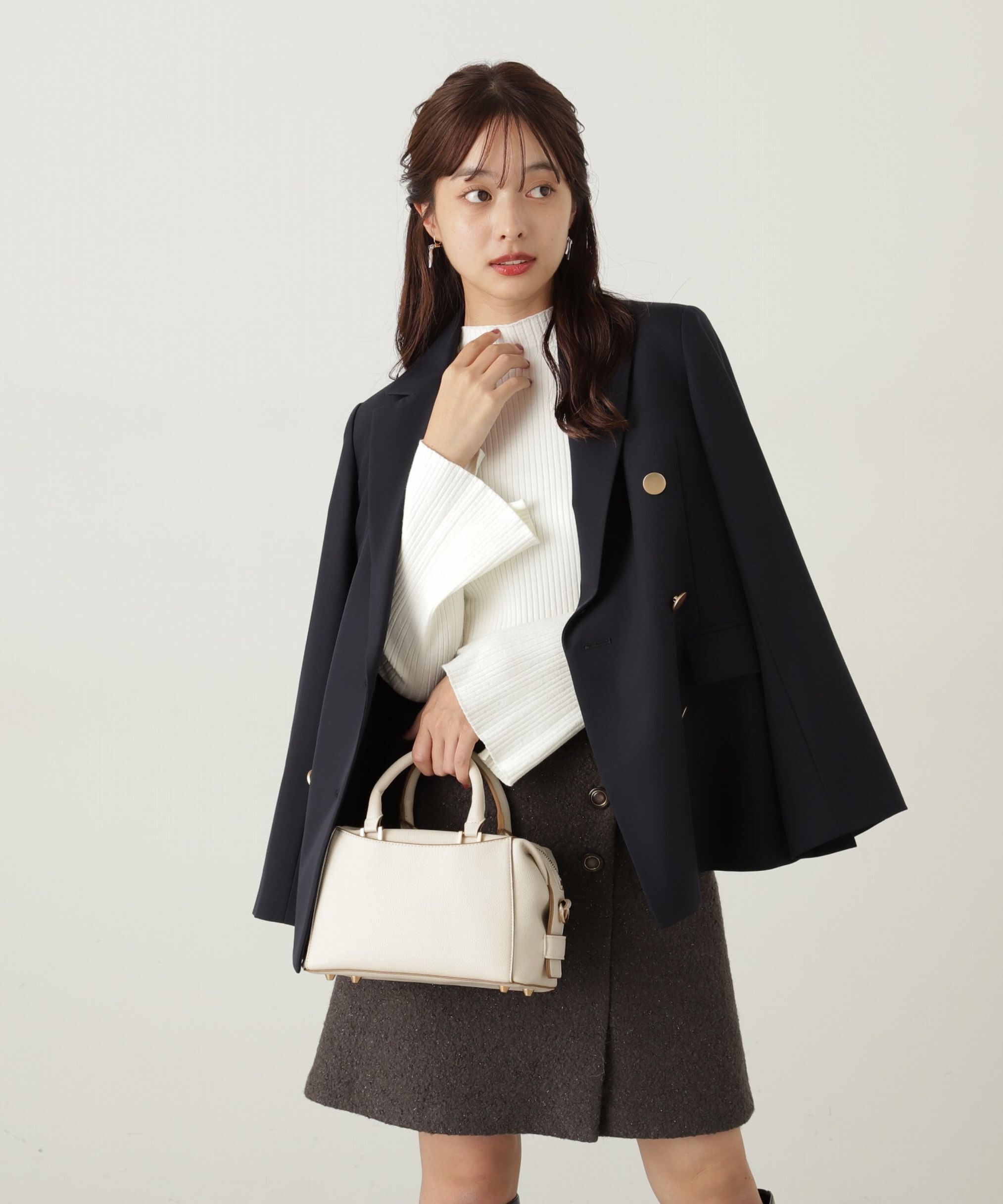 PROPORTION BODY DRESSING「パールボタンモックネックリブニット　24AW」|ニット・セーター|