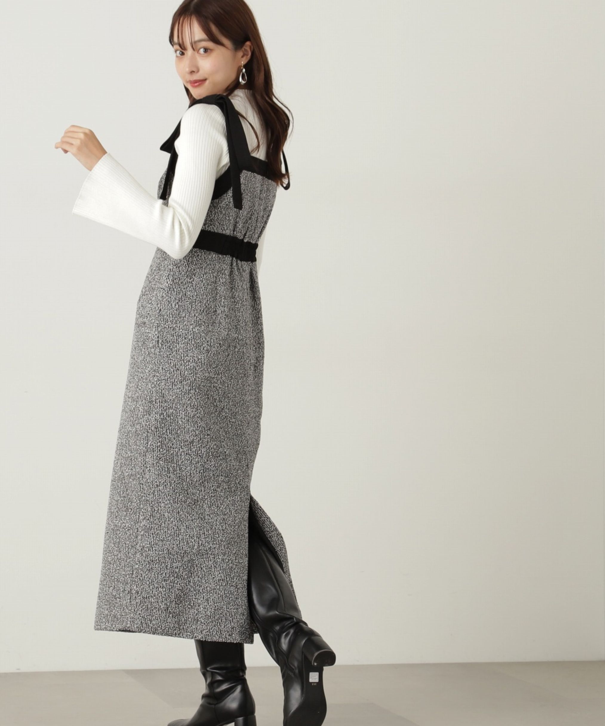 PROPORTION BODY DRESSING「パールボタンモックネックリブニット　24AW」|ニット・セーター|